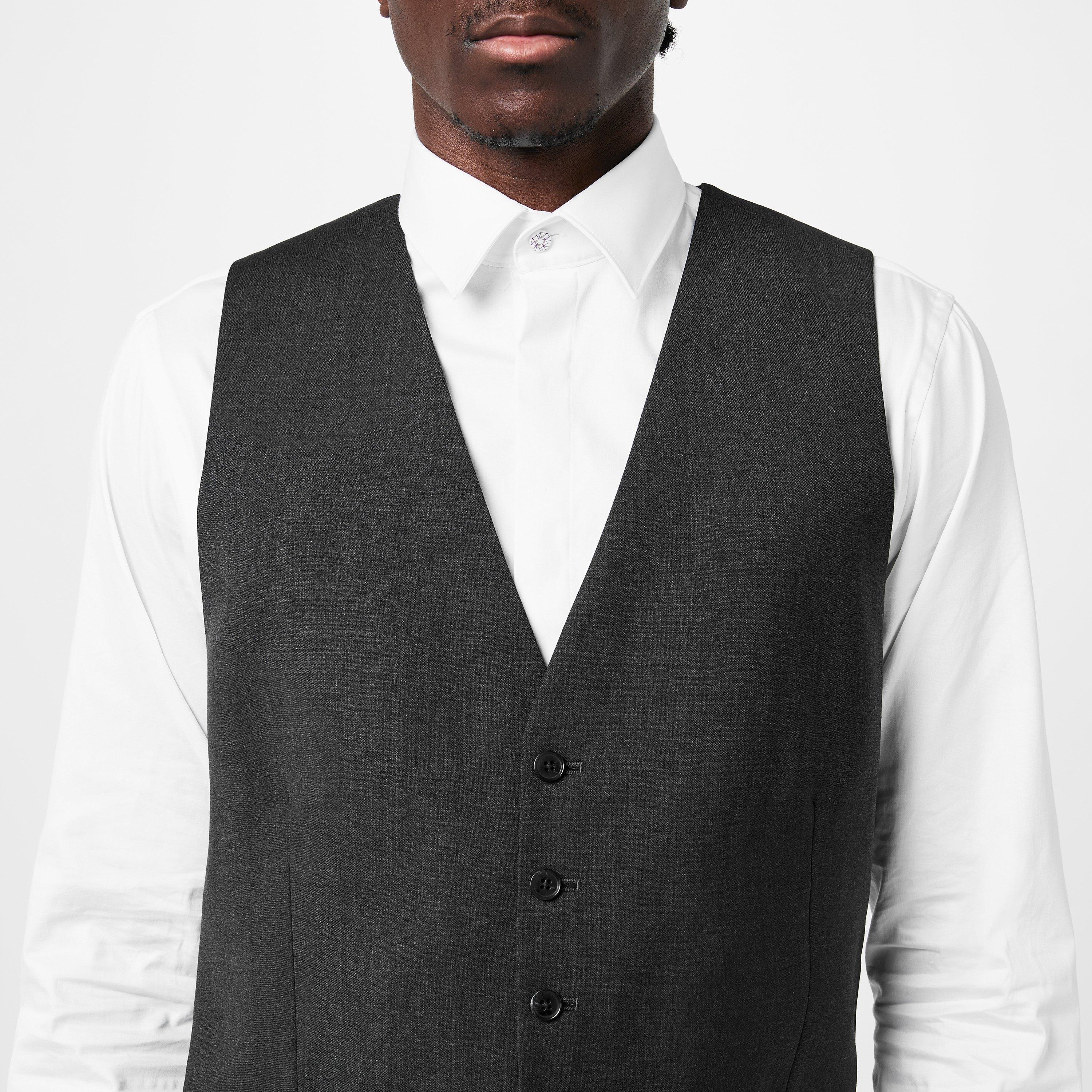 Charcoal - Without Prejudice - Kilburn Charcoal Slim Fit Waistcoat - Italian Fabric - 5
