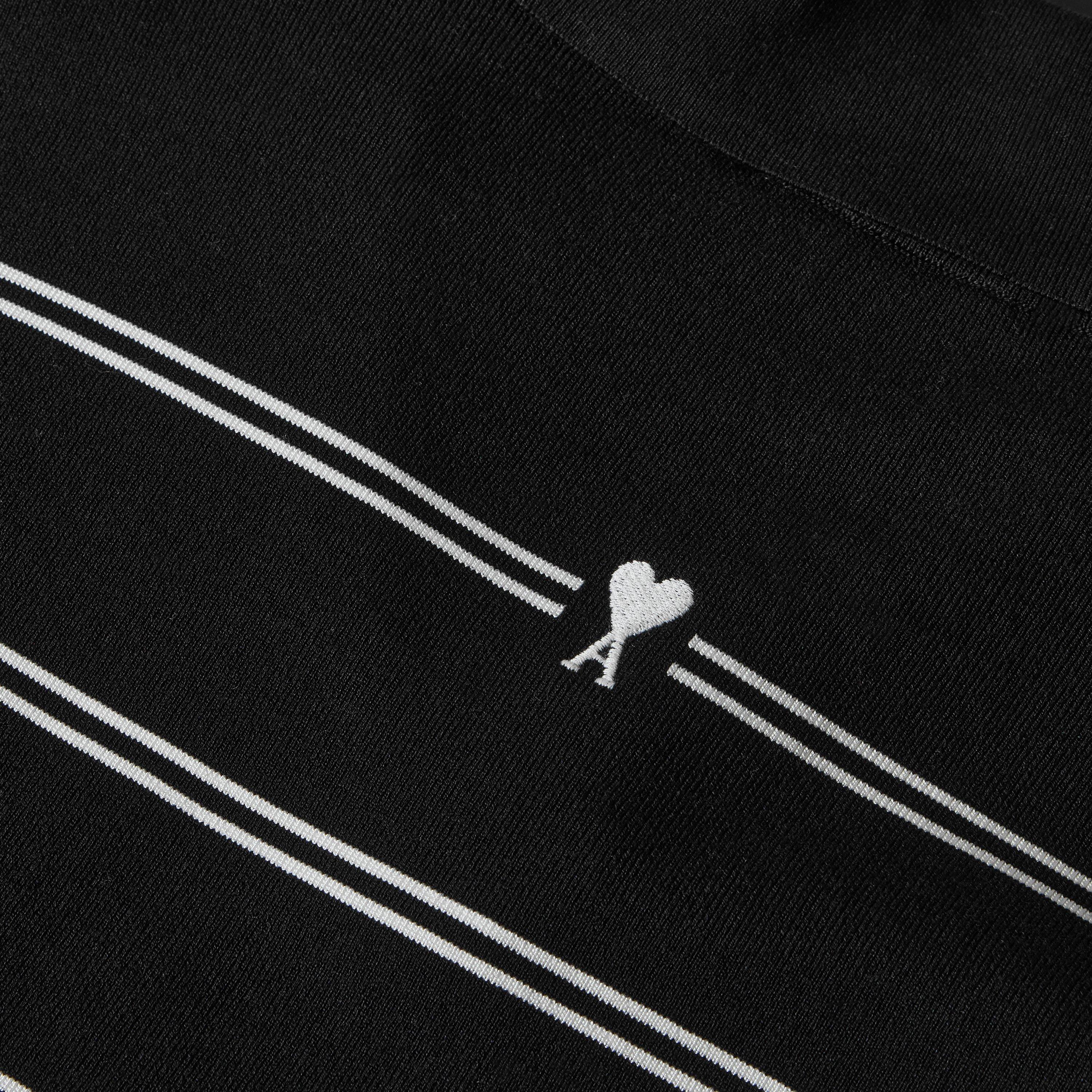 Black/White - Ami Paris - Ami Striped LS Polo Ld64 - 3