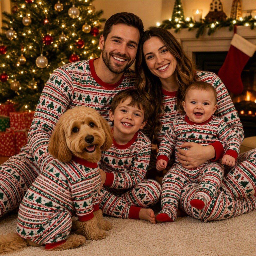 Fairisle - The Spirit Of Christmas - Baby Fairisle Xmas Family Cotton Sleepsuit - 1