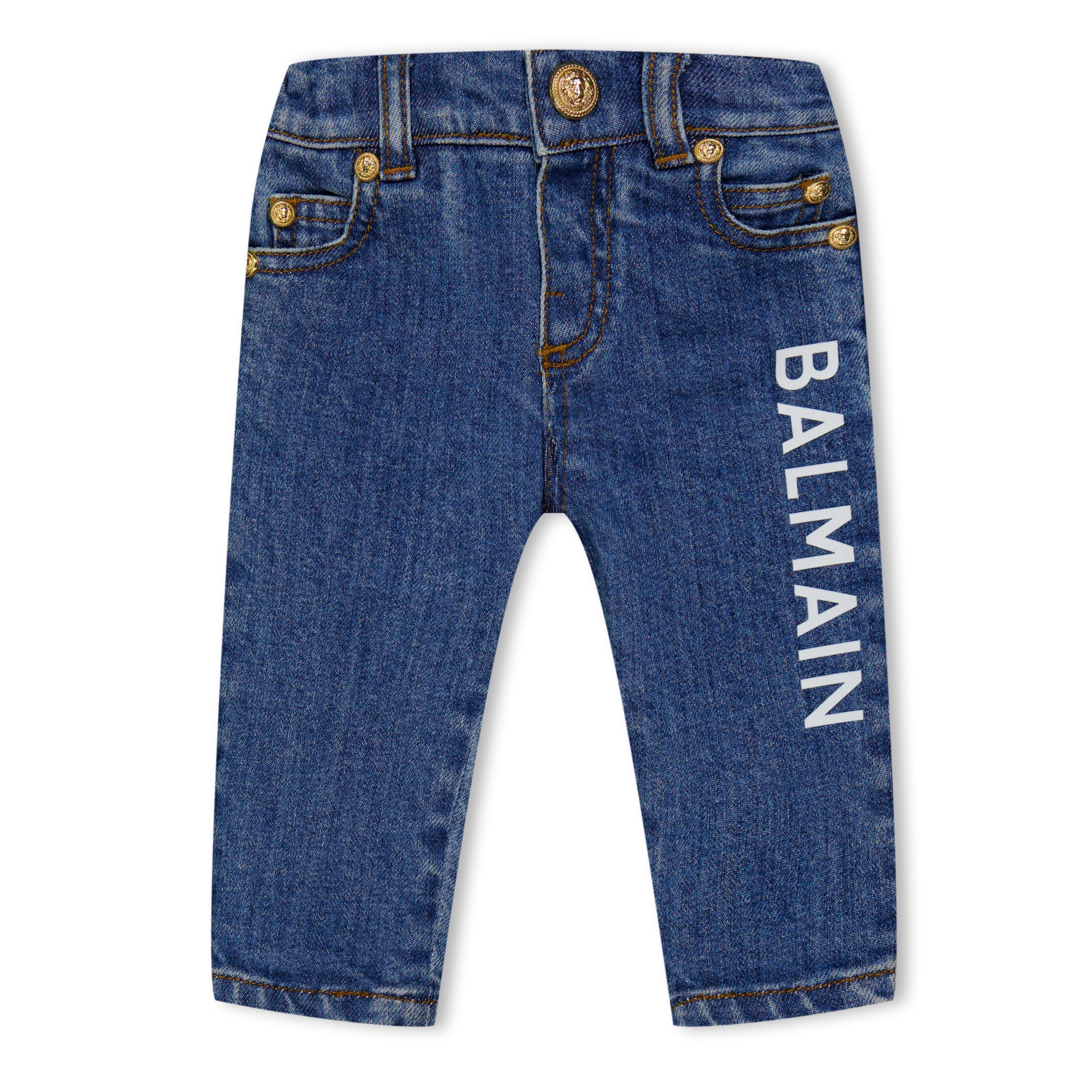 Blue - Balmain - Unisex Kids' Logo Straight Leg Trousers - 1