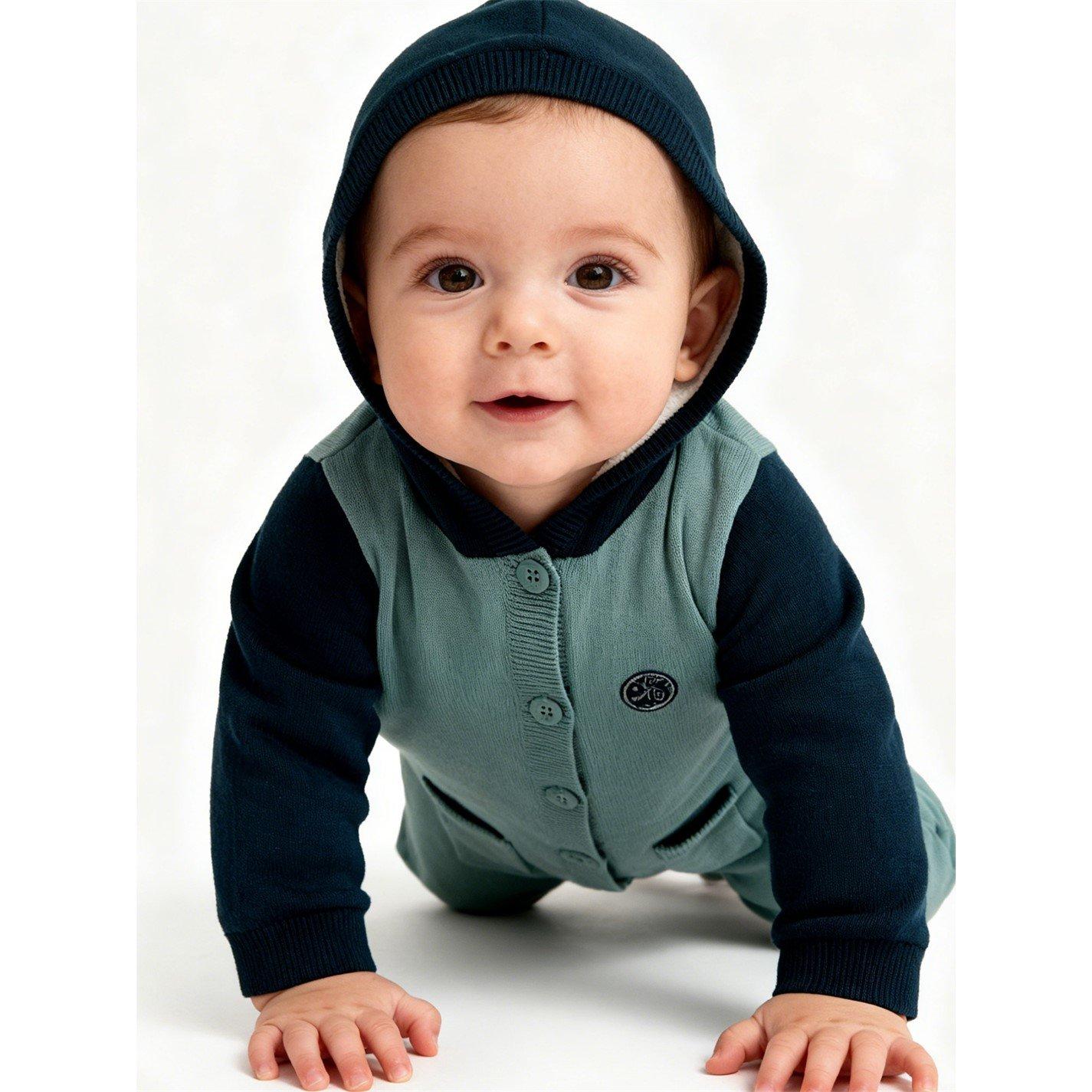 Trellis - Pretty Green - Kids Cotton Long Sleeve Pram Suit - 3