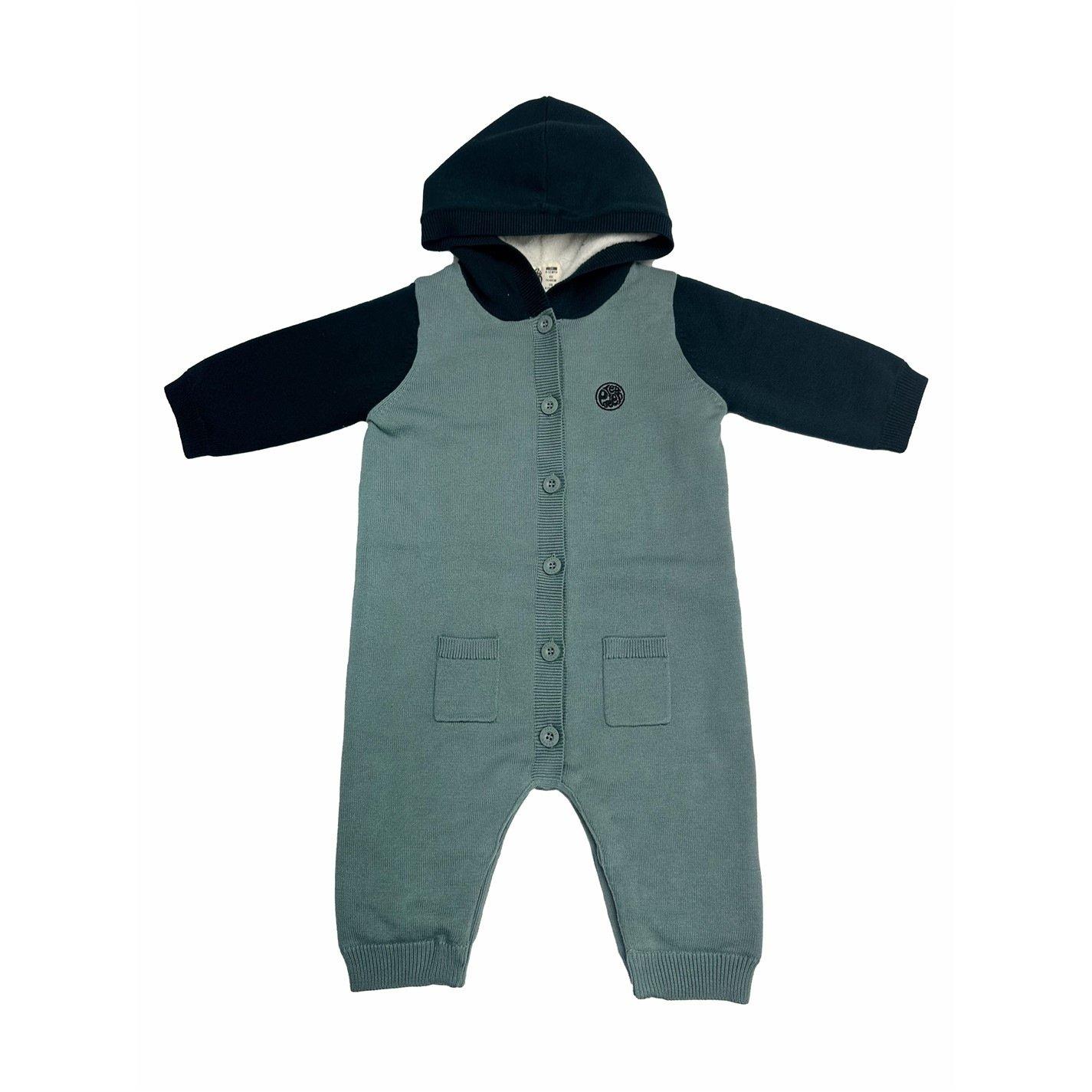 Trellis - Pretty Green - Kids Cotton Long Sleeve Pram Suit - 4
