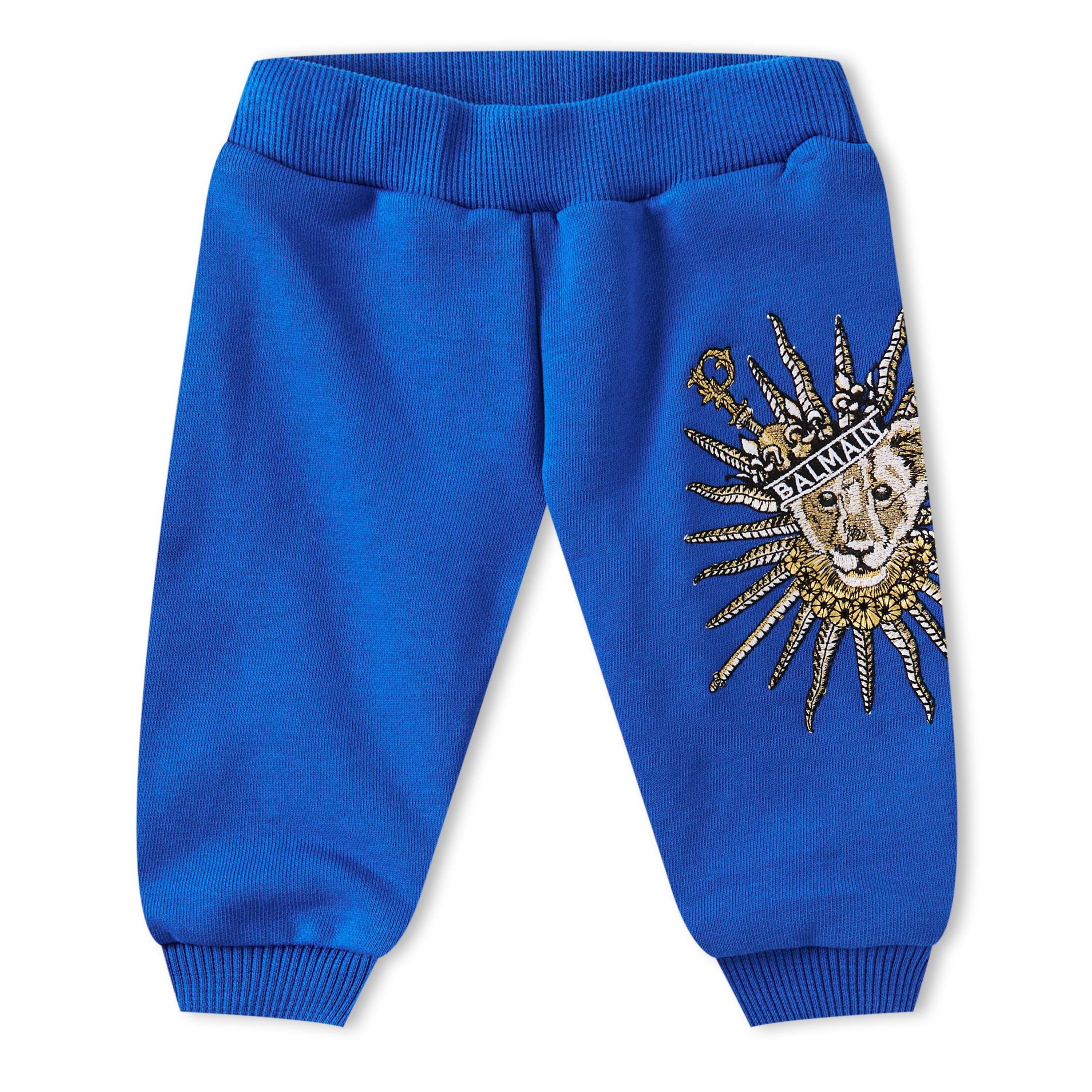 Blue - Balmain - Unisex Kids' Logo Closed Hem Fleece Joggers - 1