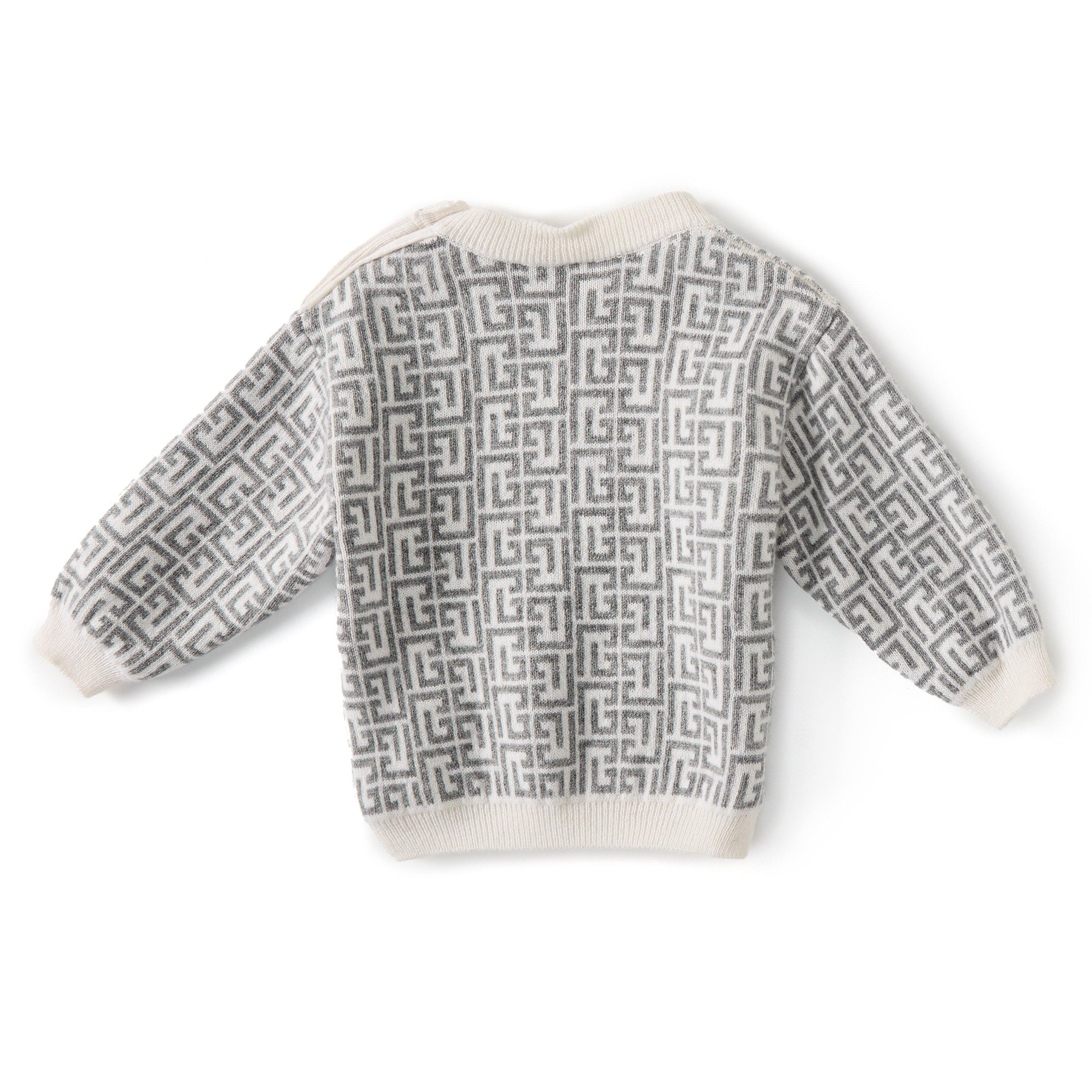 ivory/grey - Balmain - Logo Over The Head Silk Jumper Babies - 2