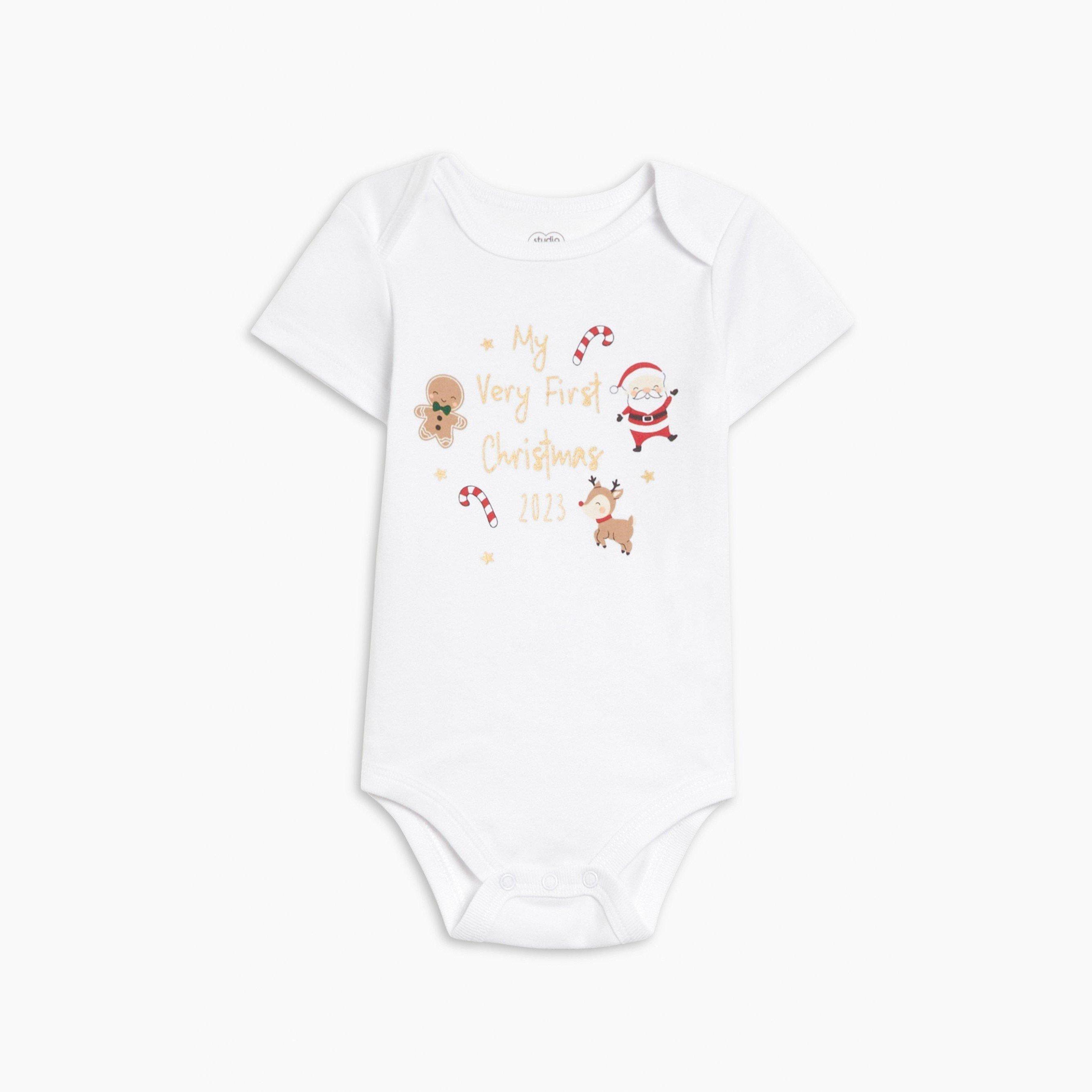 Hvid - Hello World - You Baby Unisex Christmas 2023 Bodysuit - 1