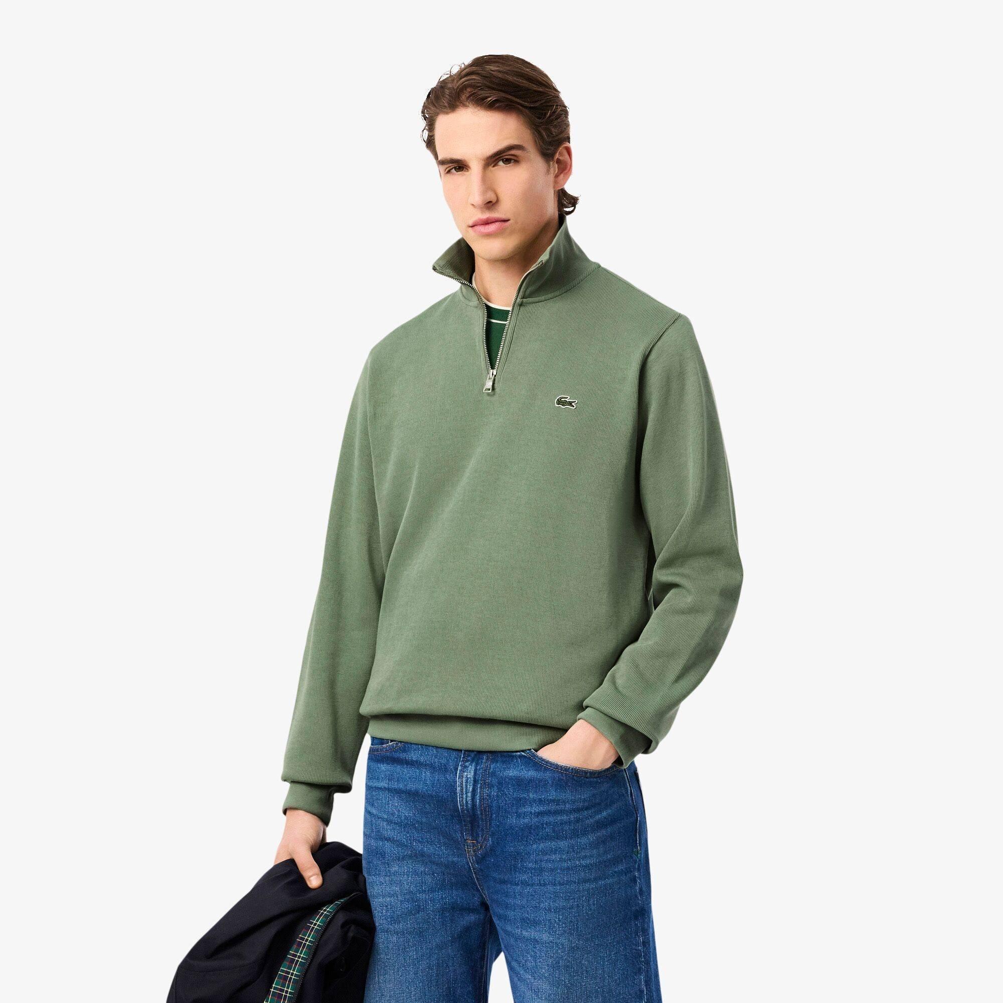 Lacoste Men's Quarter-Zip Fleece Top - Thyme S86 - XL