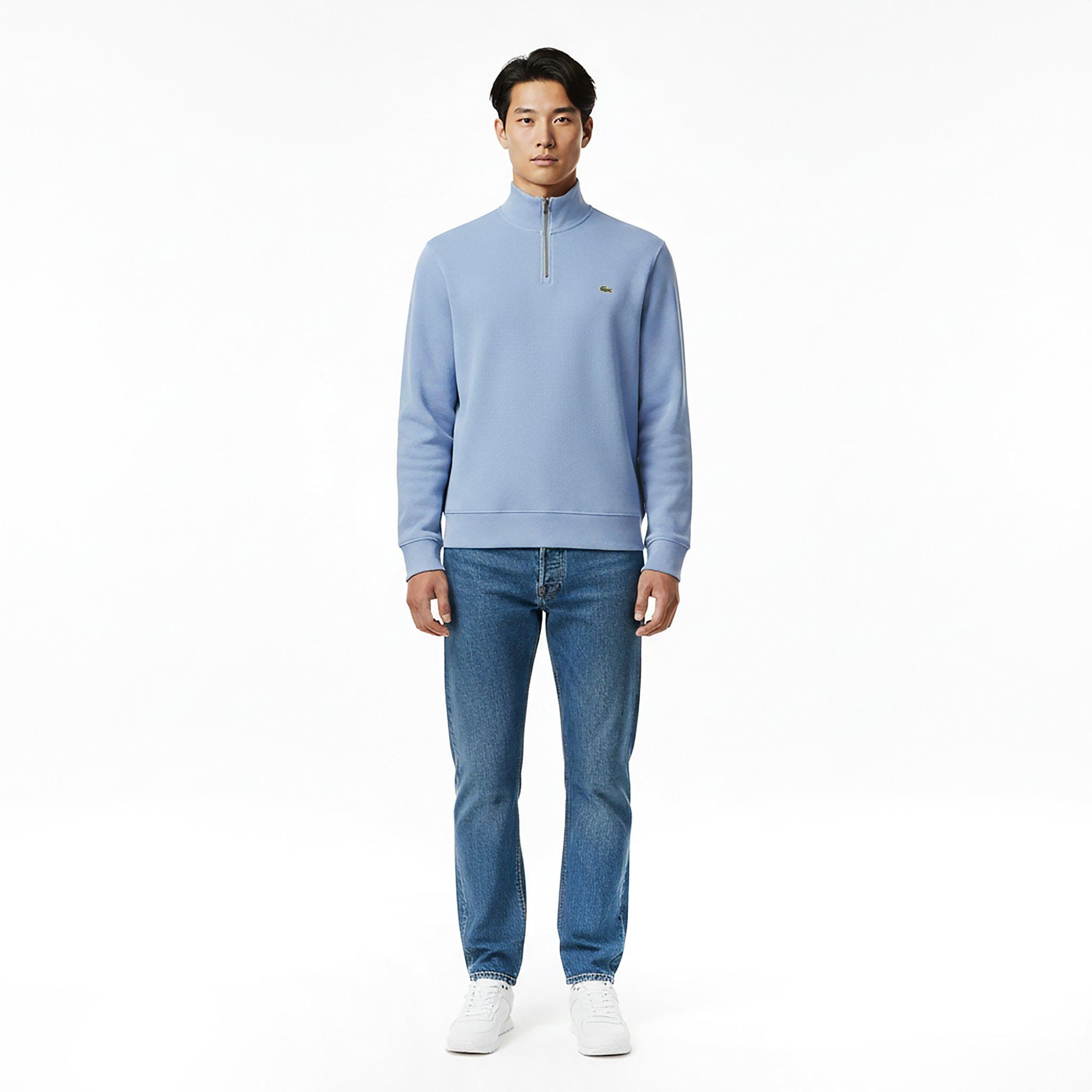 Blue AEY - Lacoste - Men's Quarter-Zip Fleece Top - 6