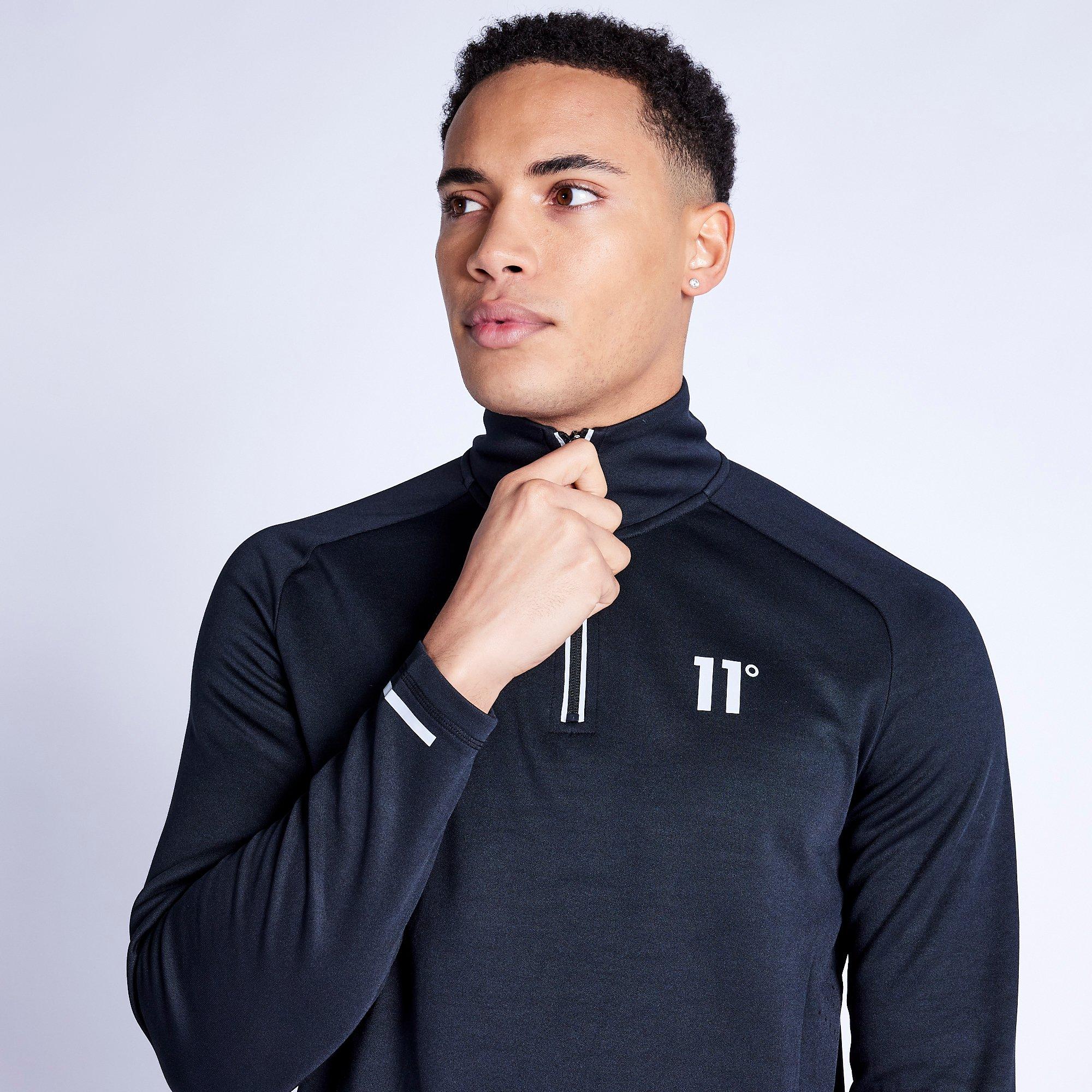 11 Degrees Oxygen Quarter Zip Top - Black | Sports Direct