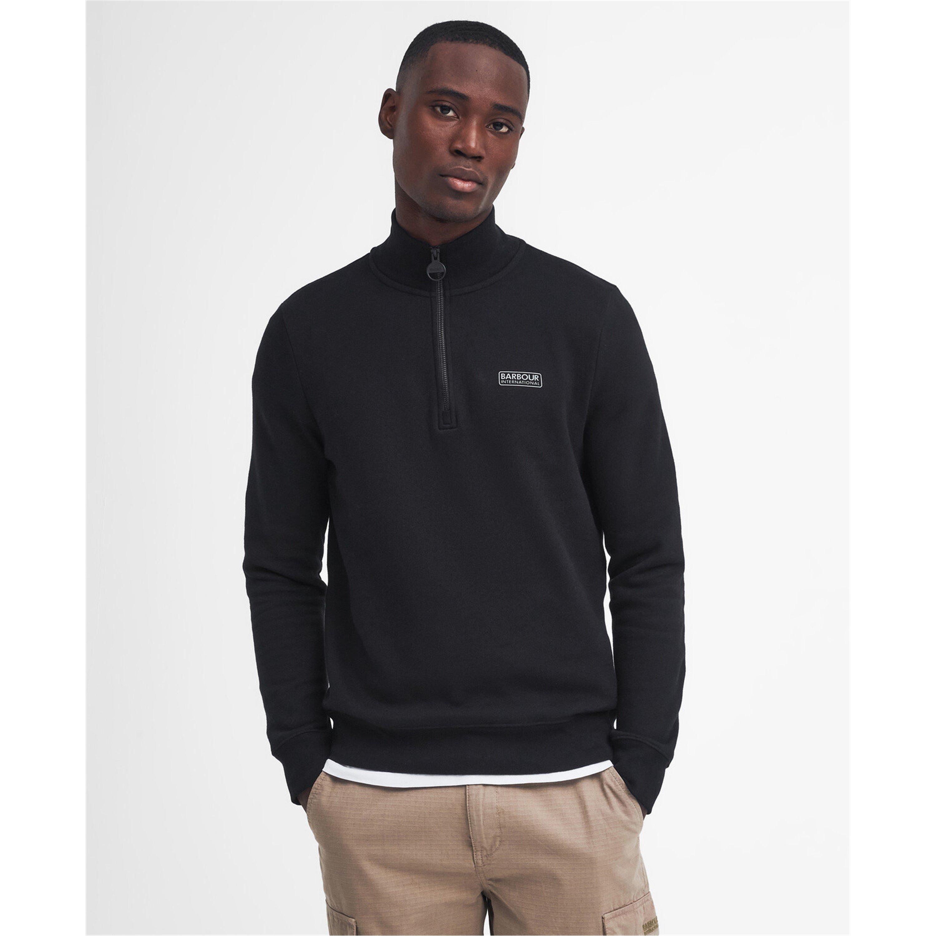 Black/Blk BK71 - Barbour International - Men's Cotton Long Sleeve Half Zip Fleece - 3