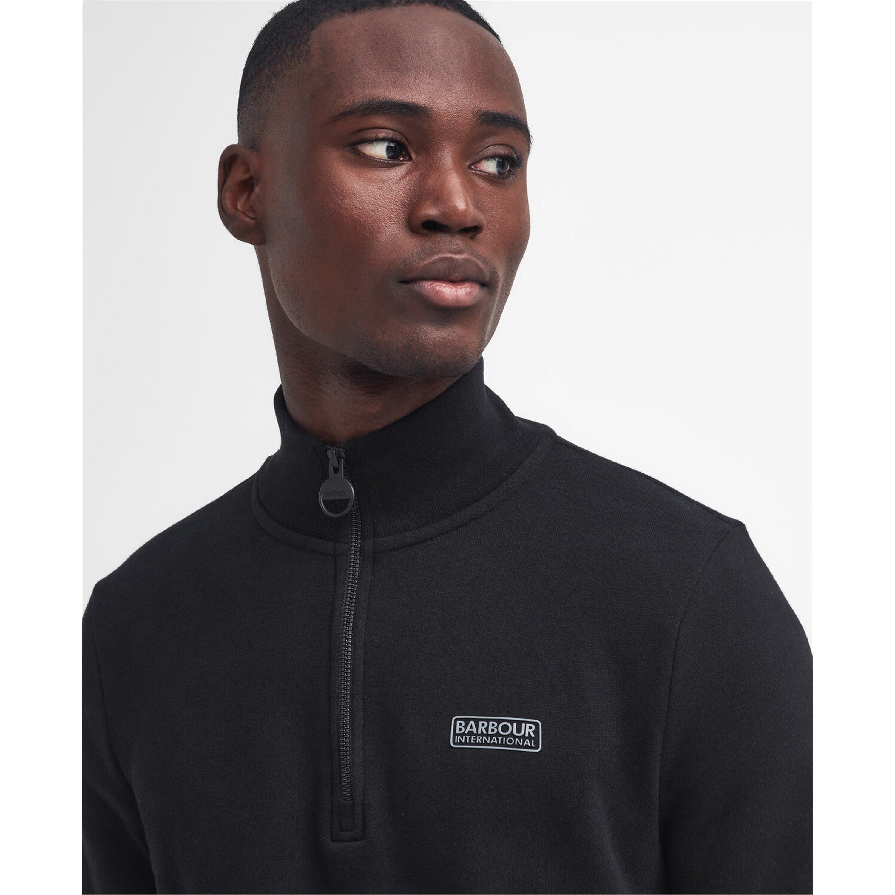 Black/Blk BK71 - Barbour International - Men's Cotton Long Sleeve Half Zip Fleece - 5