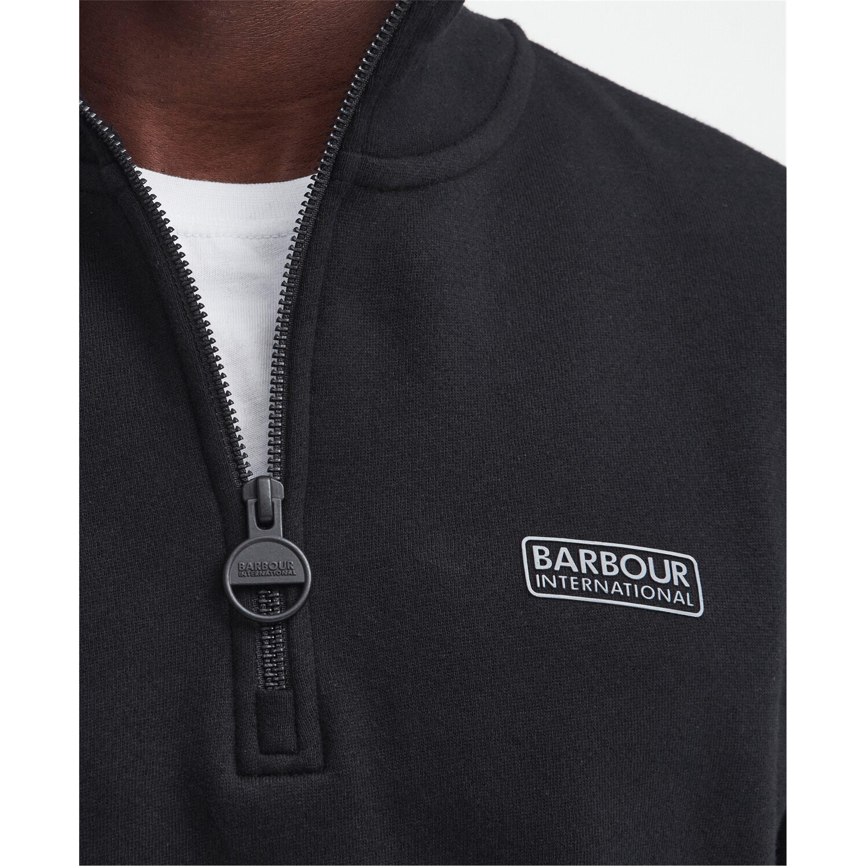 Black/Blk BK71 - Barbour International - Men's Cotton Long Sleeve Half Zip Fleece - 6
