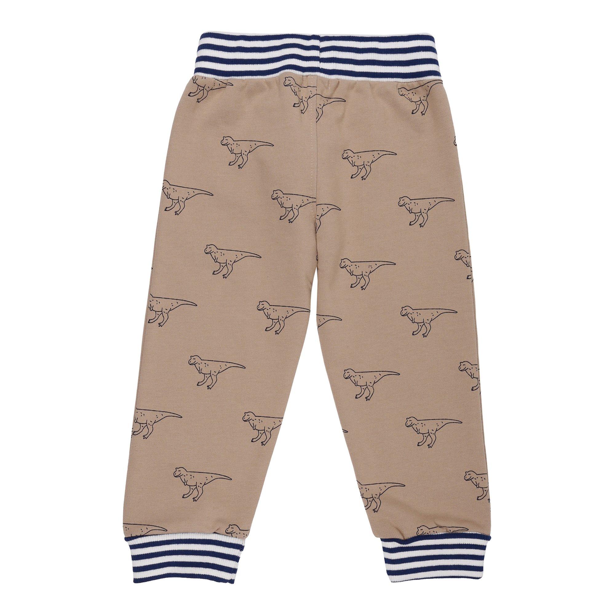 Stone - Lilly and Sid - Dino Print Closed Hem Fleece Joggers - 2