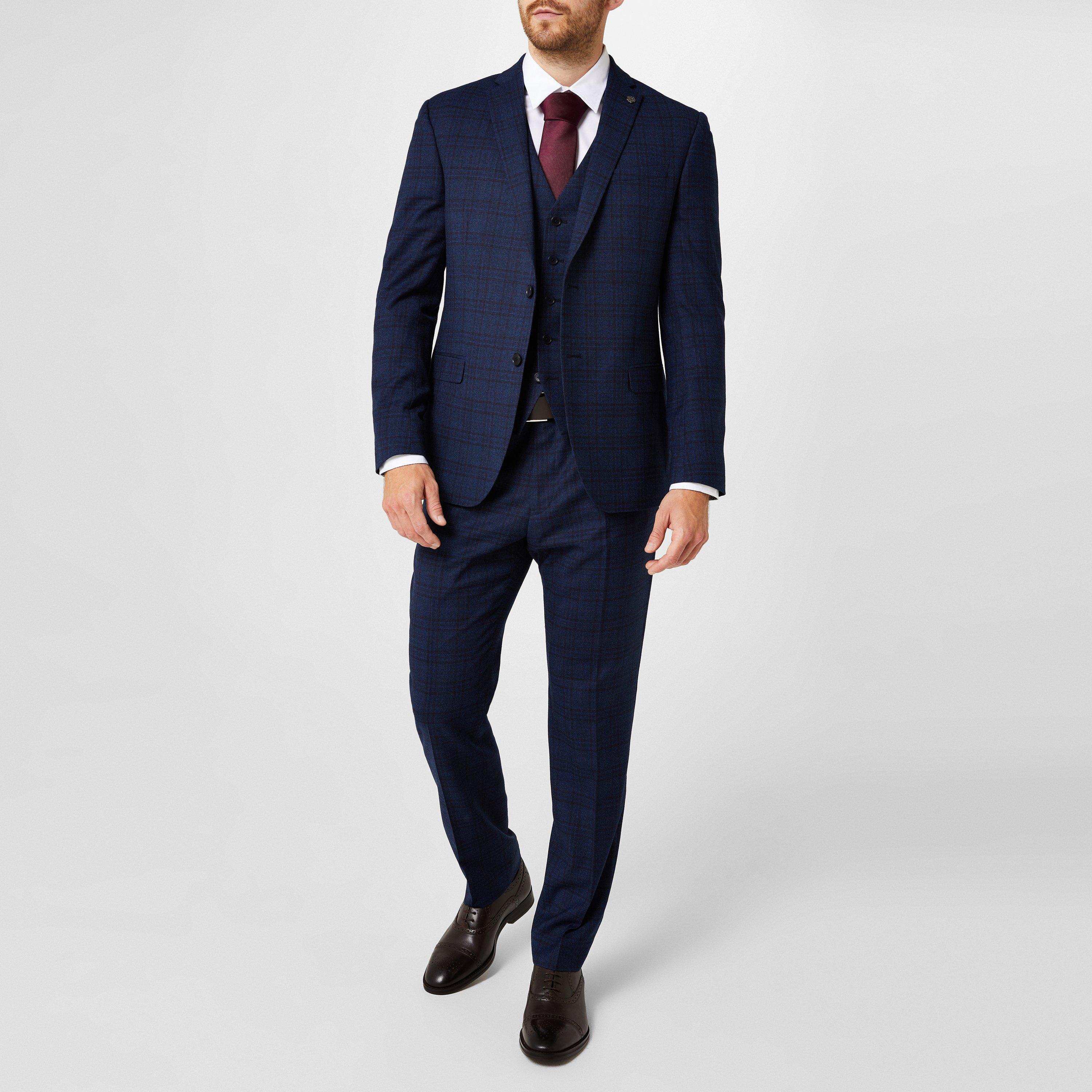 Blu navy/Bordeaux - Ted Baker - Men's Munro Check Waistcoat - 2