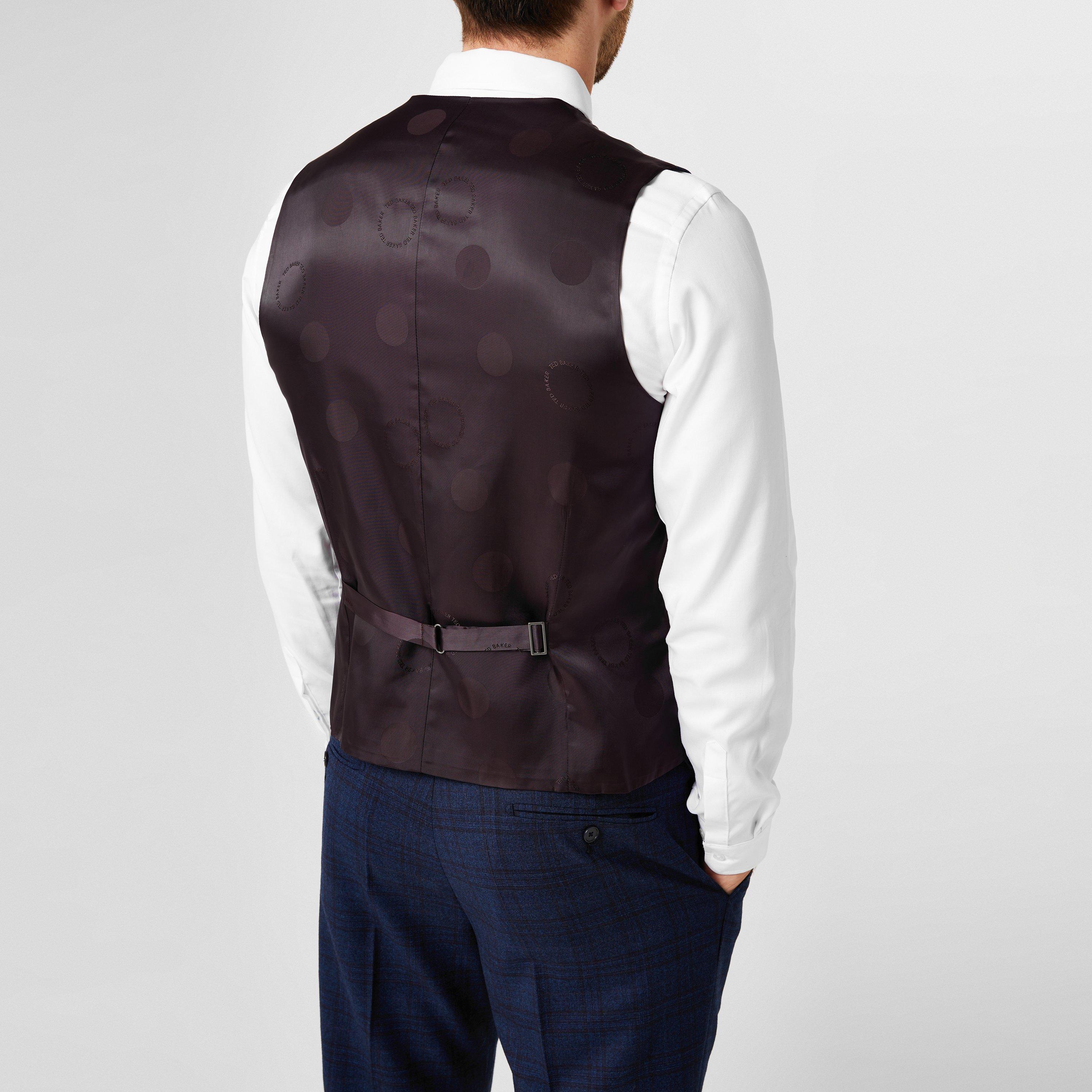 Blu navy/Bordeaux - Ted Baker - Men's Munro Check Waistcoat - 5