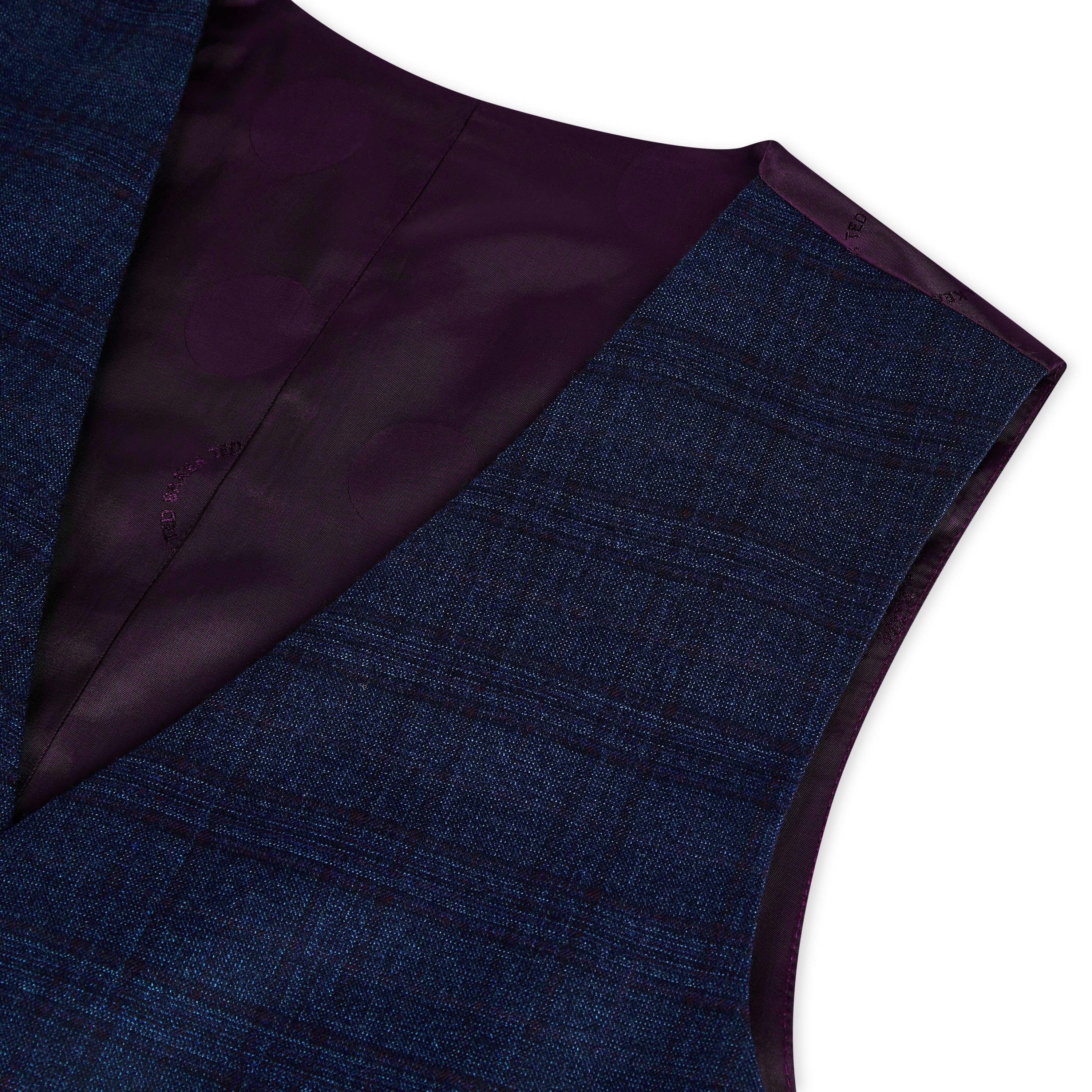 Blu navy/Bordeaux - Ted Baker - Men's Munro Check Waistcoat - 6