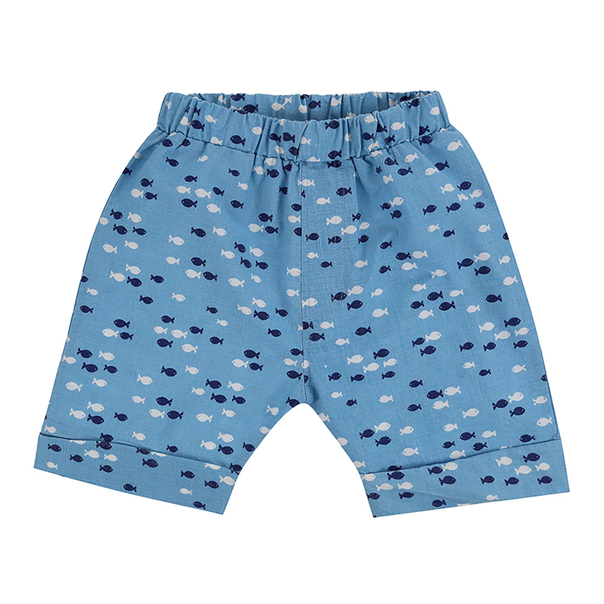 Mehrfarbig - Lilly and Sid - & Sid Blue Fish Print Top Short And Bib Set - 2