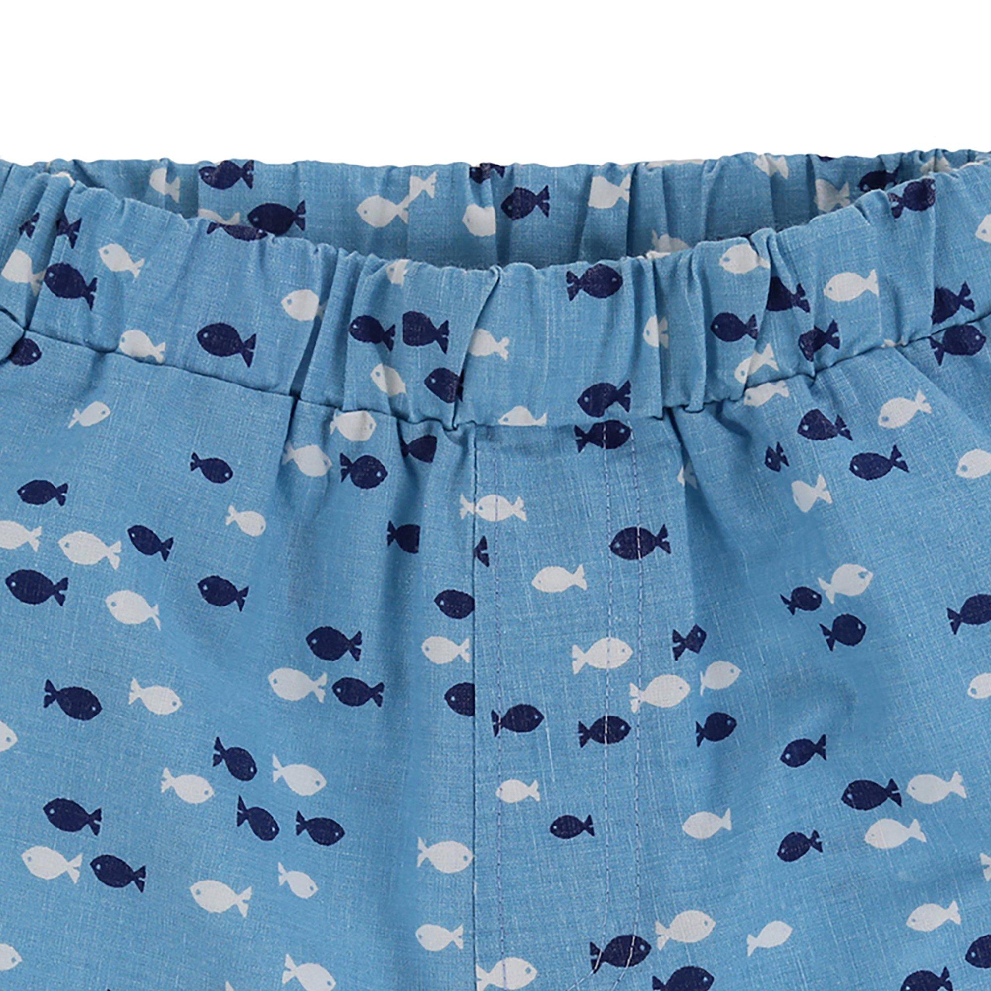 Mehrfarbig - Lilly and Sid - & Sid Blue Fish Print Top Short And Bib Set - 4