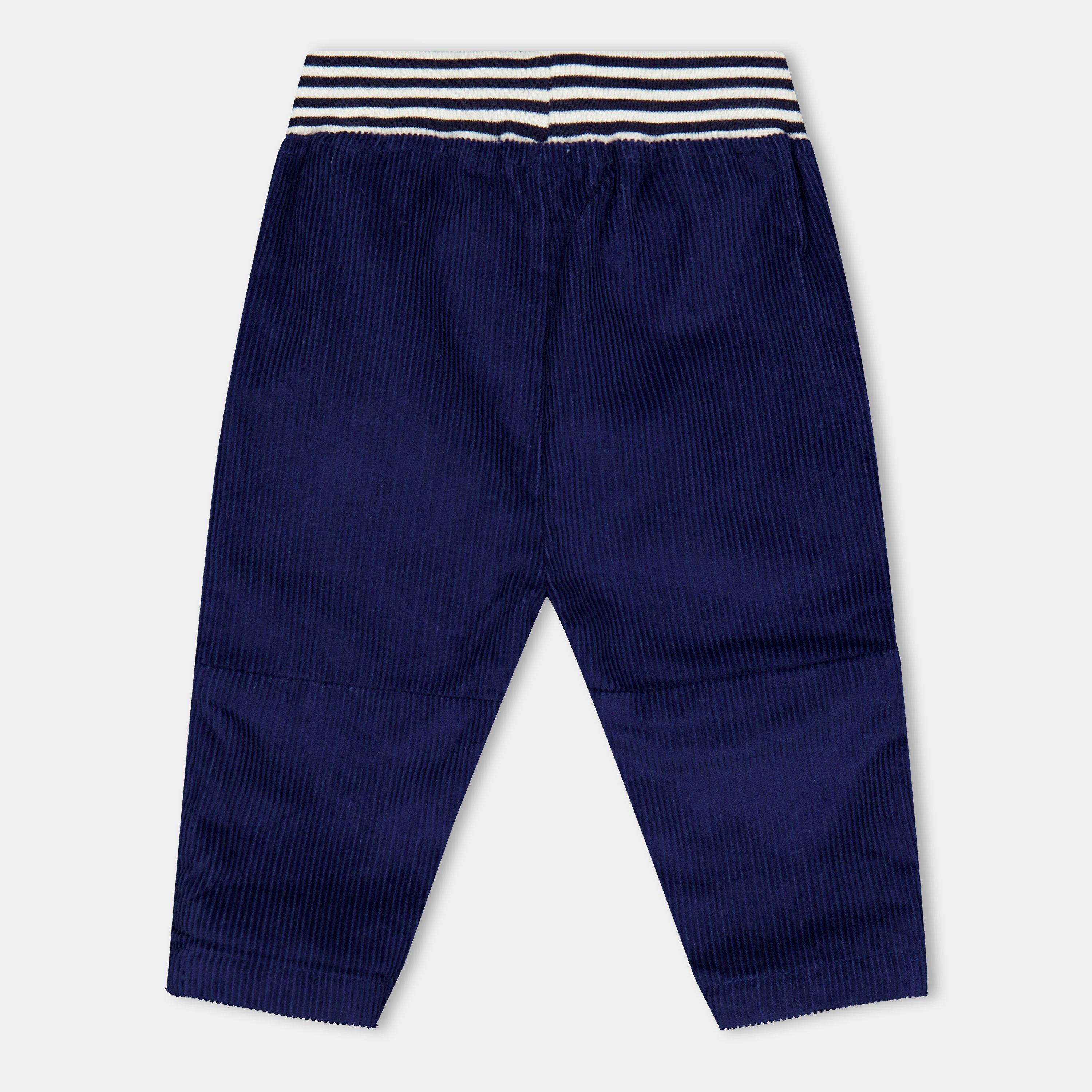 Navy - Lilly and Sid - Elastic Waistband Corduroy Trousers - 2