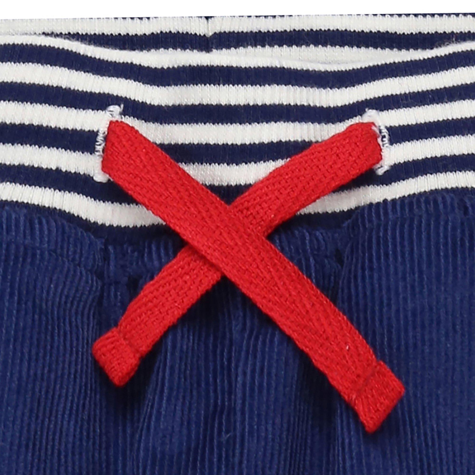 Navy - Lilly and Sid - Elastic Waistband Corduroy Trousers - 3