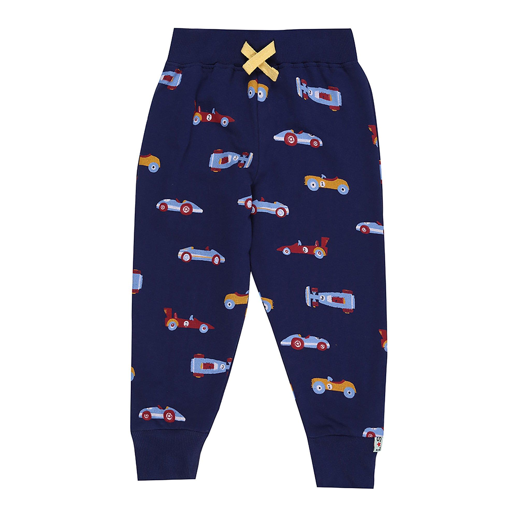 Azul marino - Lilly and Sid - Car Print Closed Hem Fleece Joggers