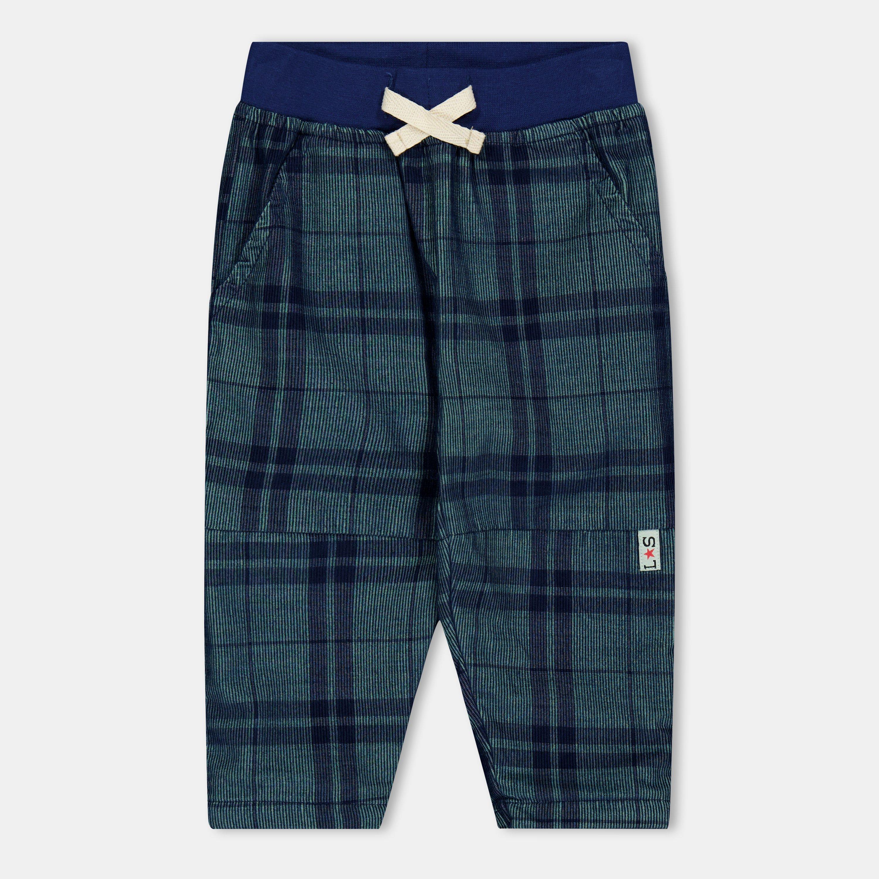 Lilly and Sid Patterned Woven Straight Leg Trouser - Blue