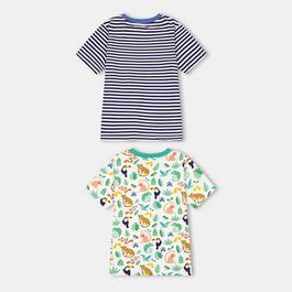 Lilly and Sid & Sid Multicoloured Animal Safari And Stripe Print T-Shirt - 2 Pack