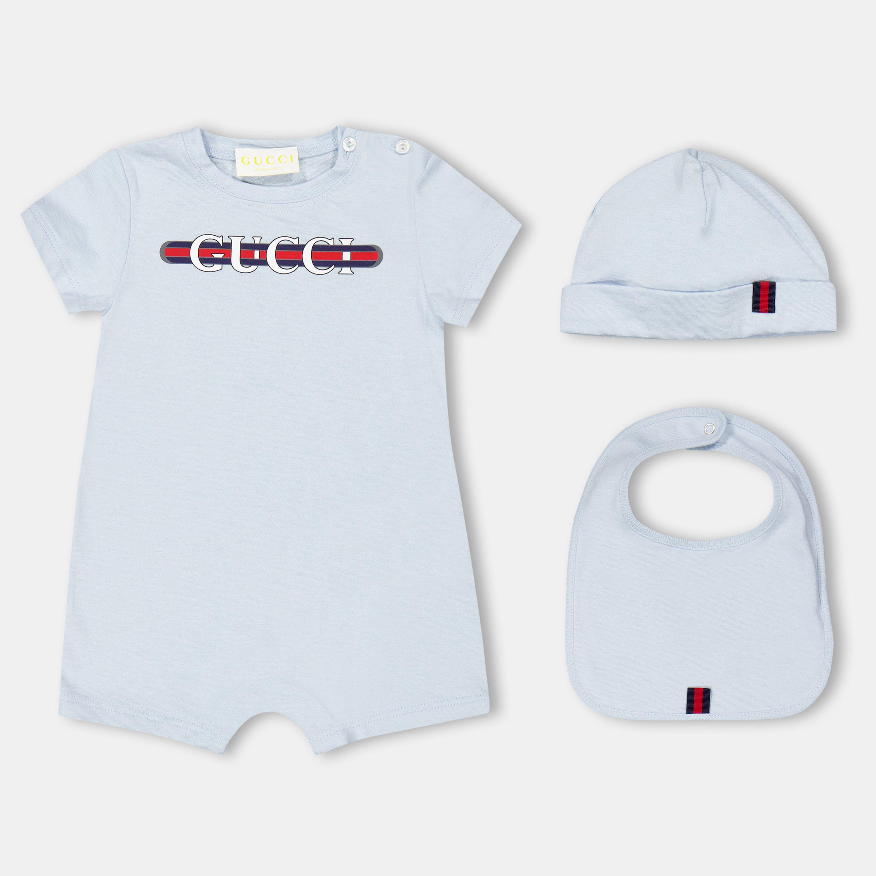 Pale Blue 4454 - Gucci - Unisex Kids' All-in-One Hat and Bib Set - 1