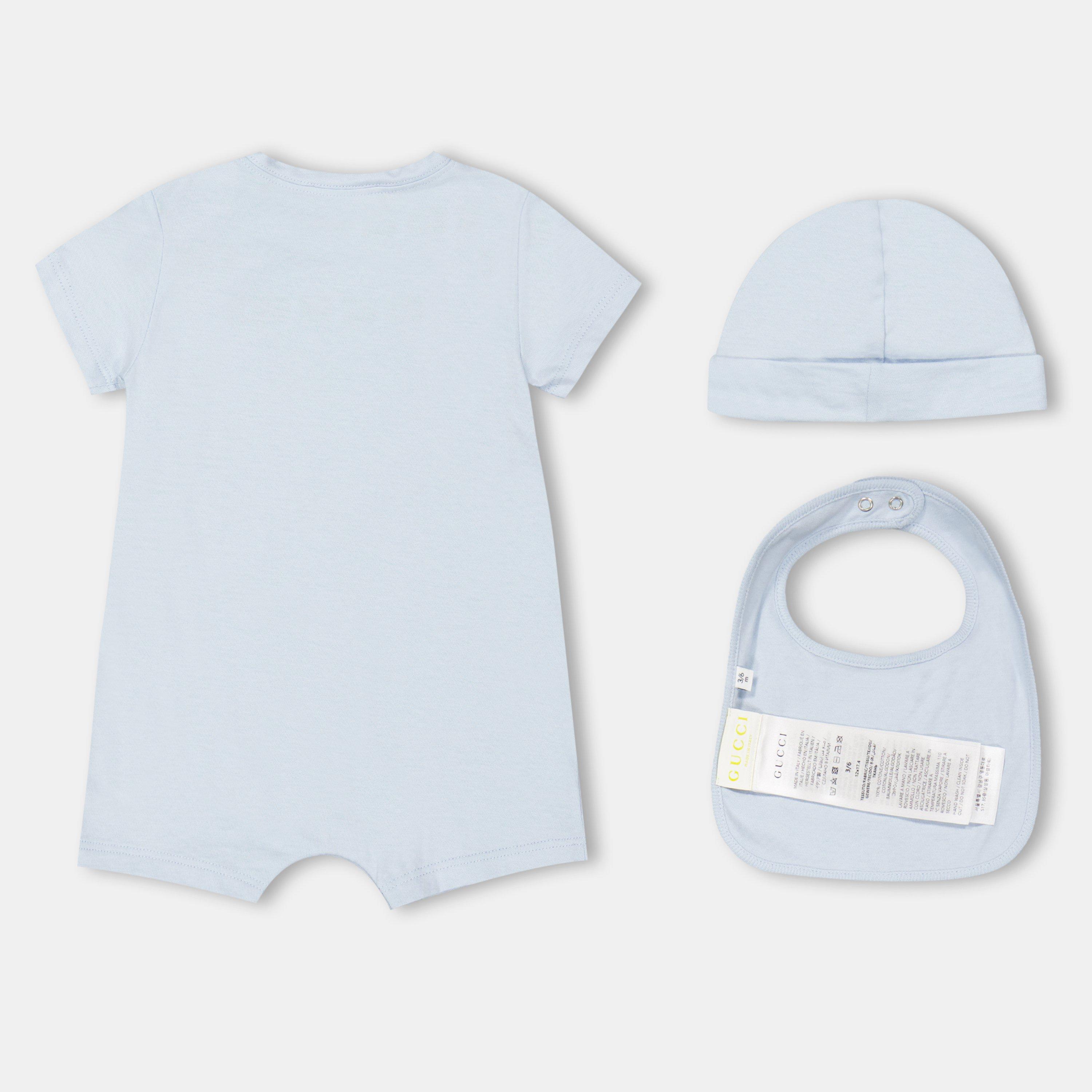 Pale Blue 4454 - Gucci - Unisex Kids' All-in-One Hat and Bib Set - 2