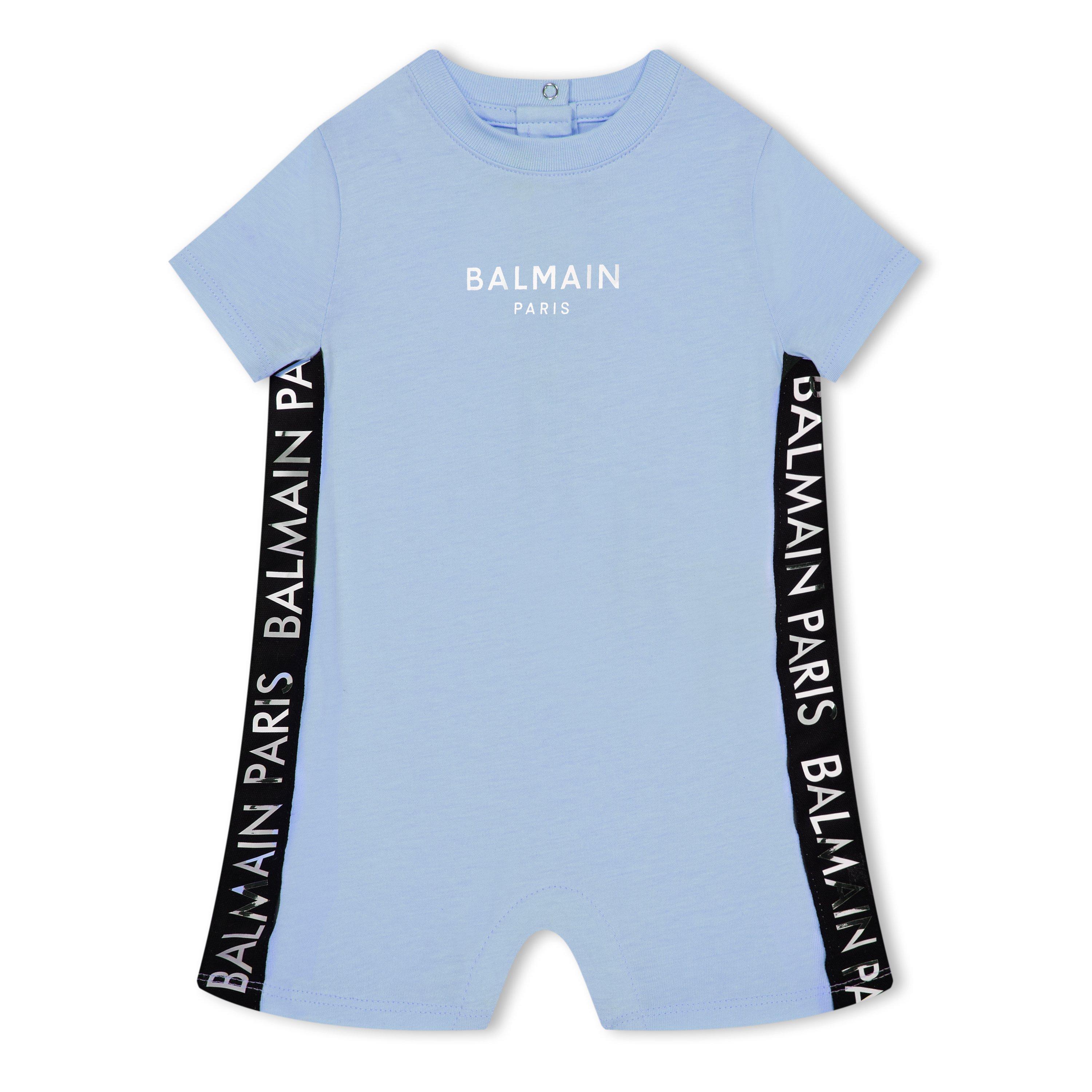 Blue 684AG - Balmain - Logo-Print All-In-One & Bib Set Babies - 2