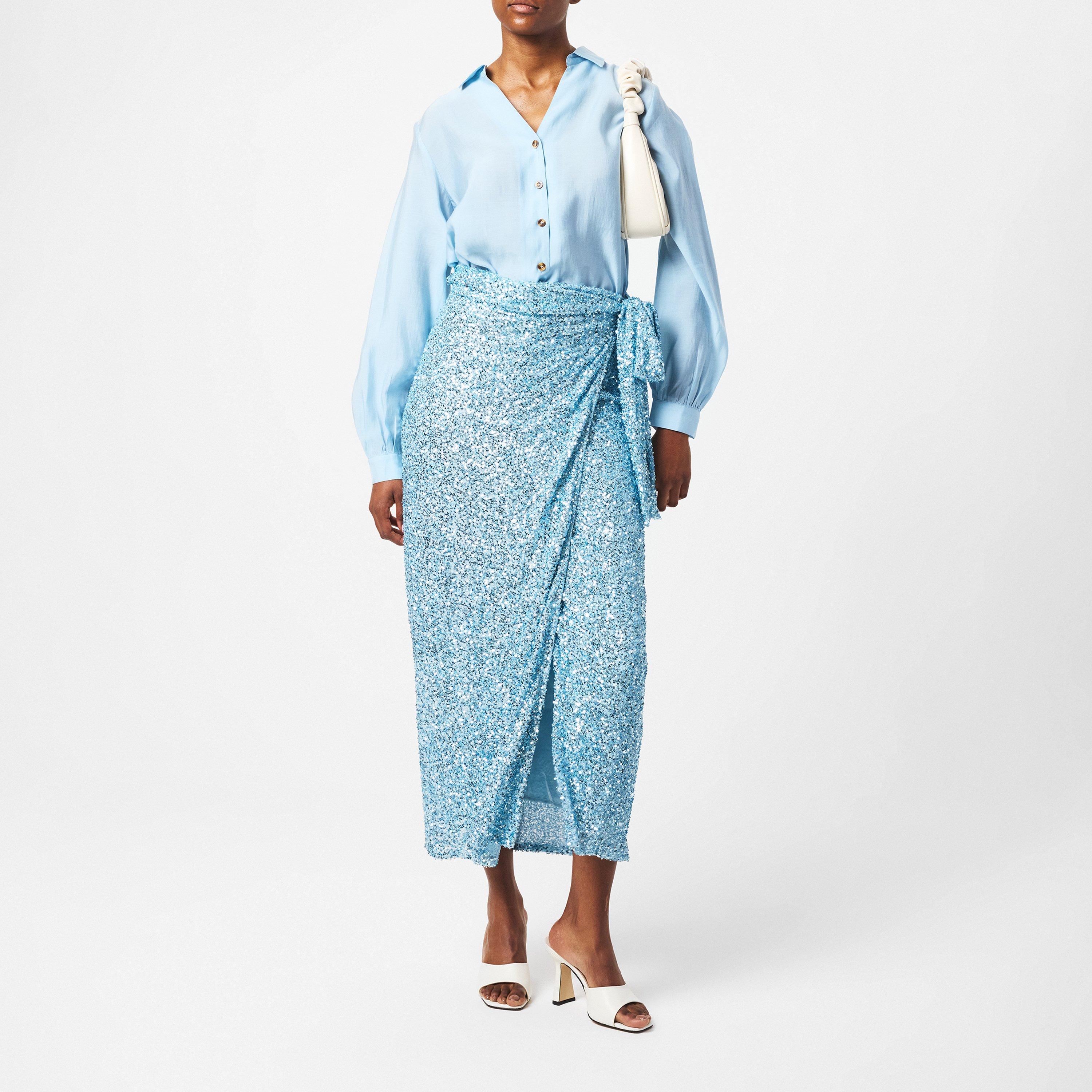 Blue - Never Fully Dressed - Ice Blue Sequin Jaspre Skirt - 6