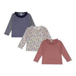 Lilly and Sid Floral Stripe Print And Plain Top - 3 Pack