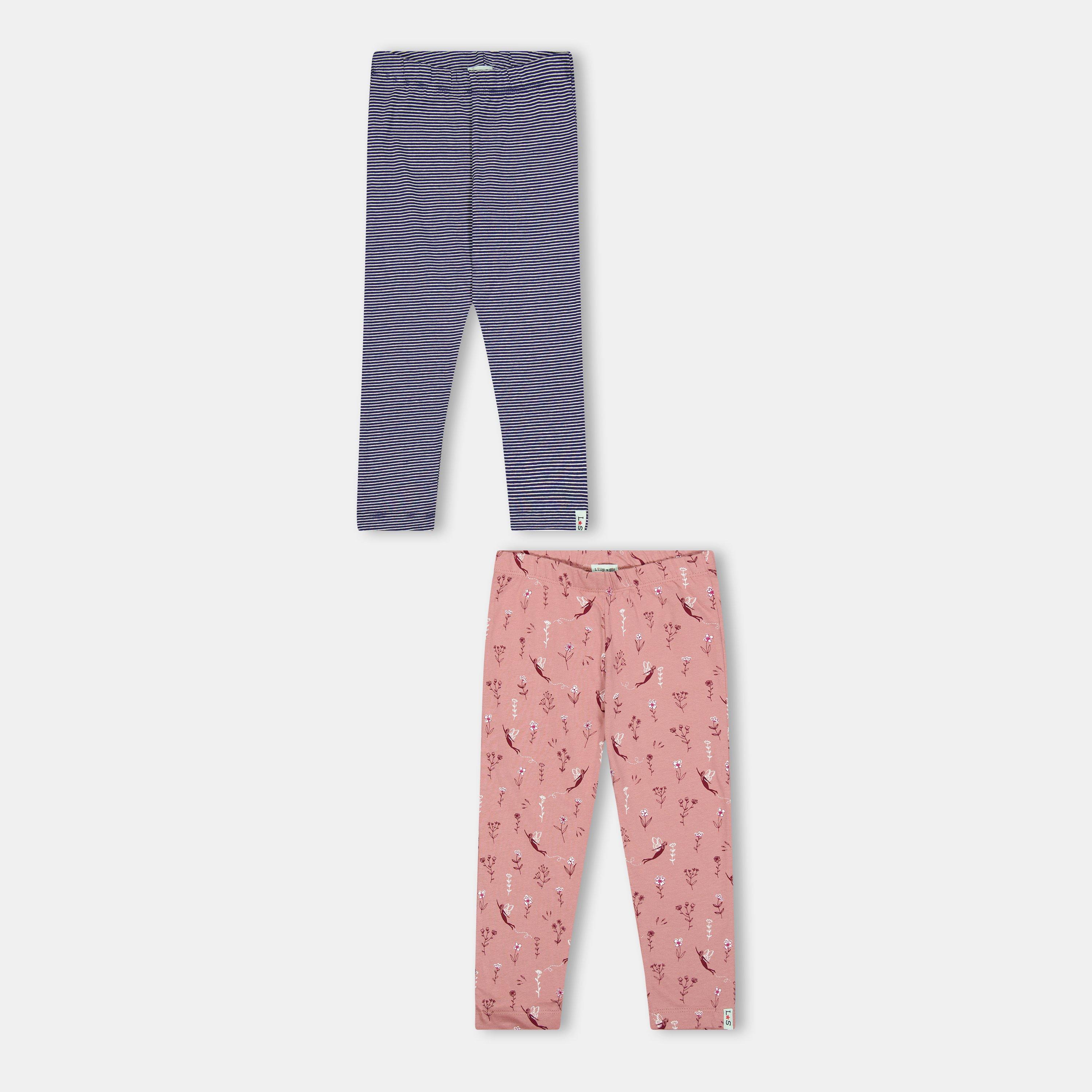 Multi - Lilly and Sid - Lilly & Sid Multicoloured Stripe And Fairy Print Leggings - 2 Pack - 1