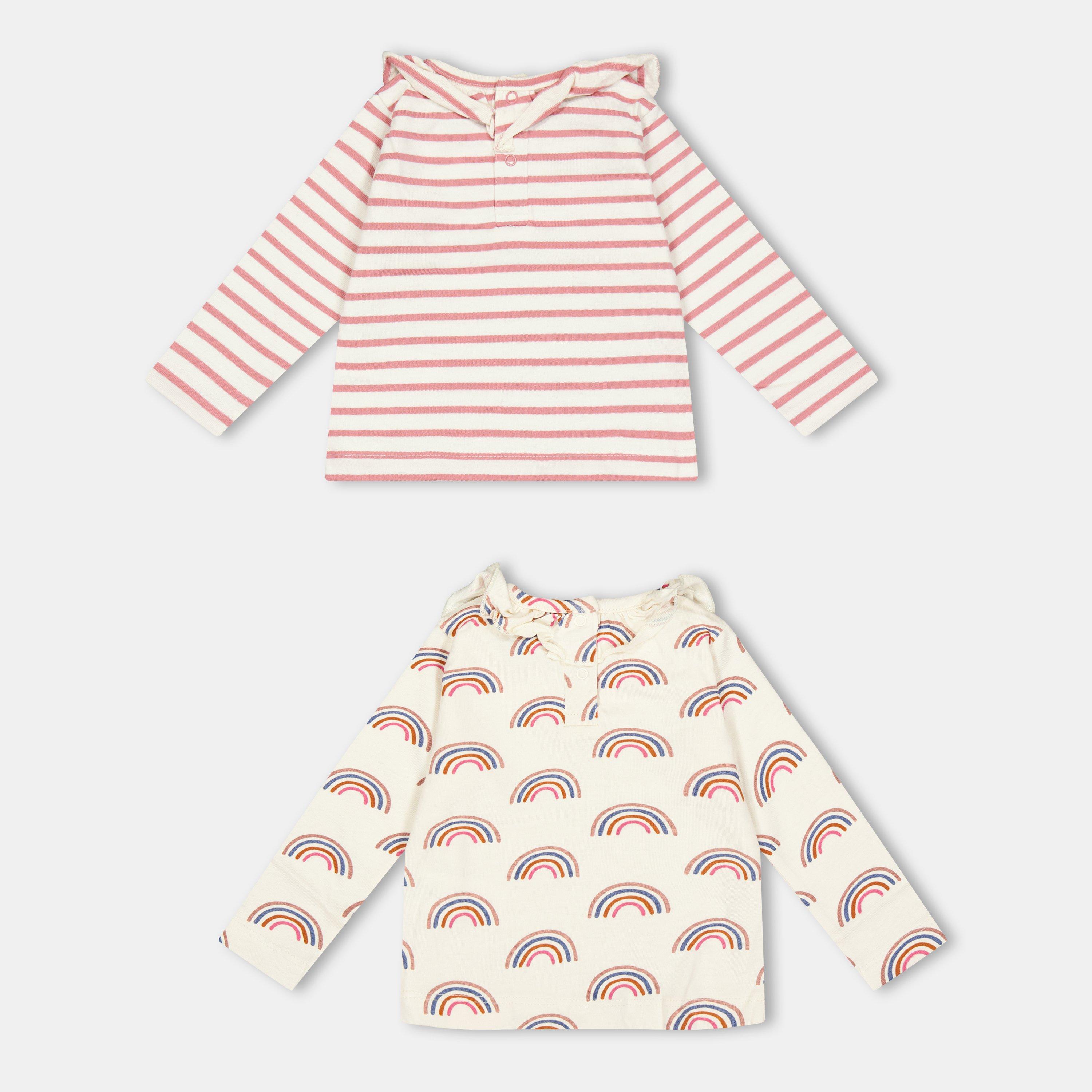 Pink - Lilly and Sid - Regular Fit Rainbow Stripe T-Shirt - 2