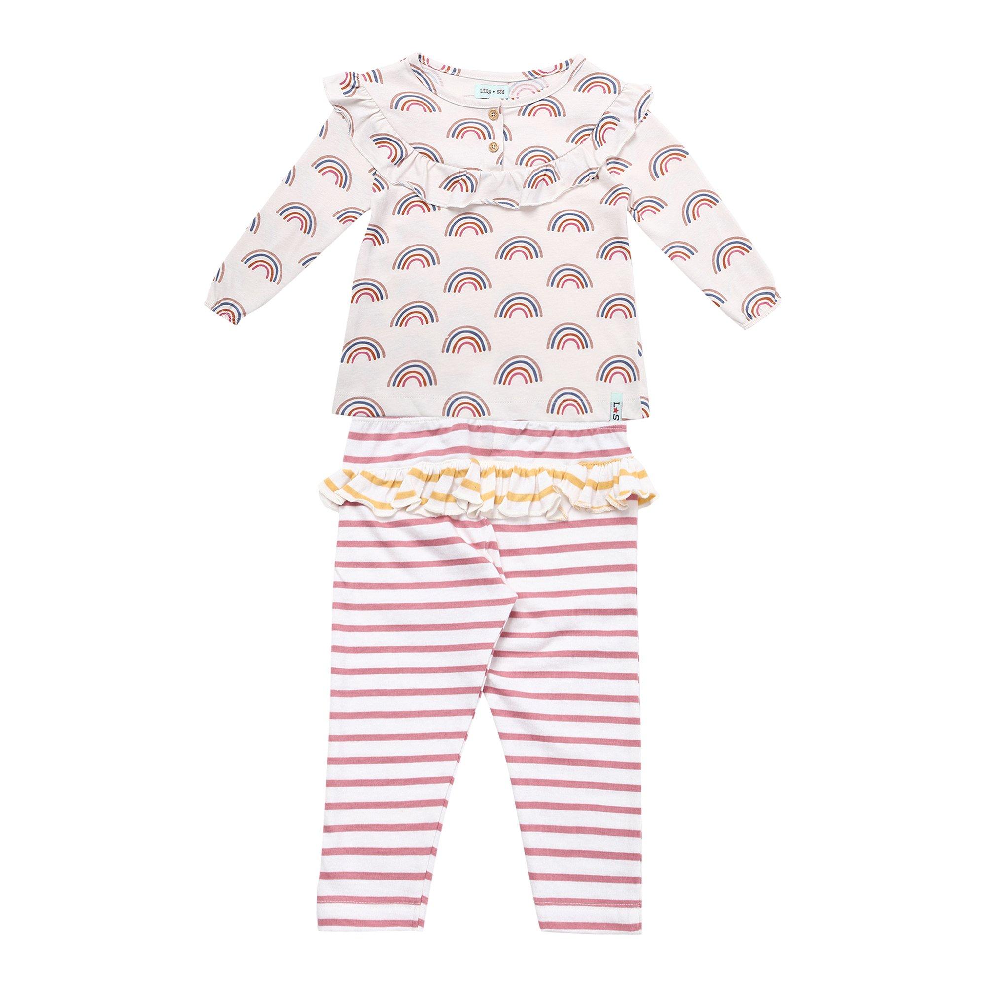 Multi - Lilly and Sid - Rainbow Top and Legging Set - 1