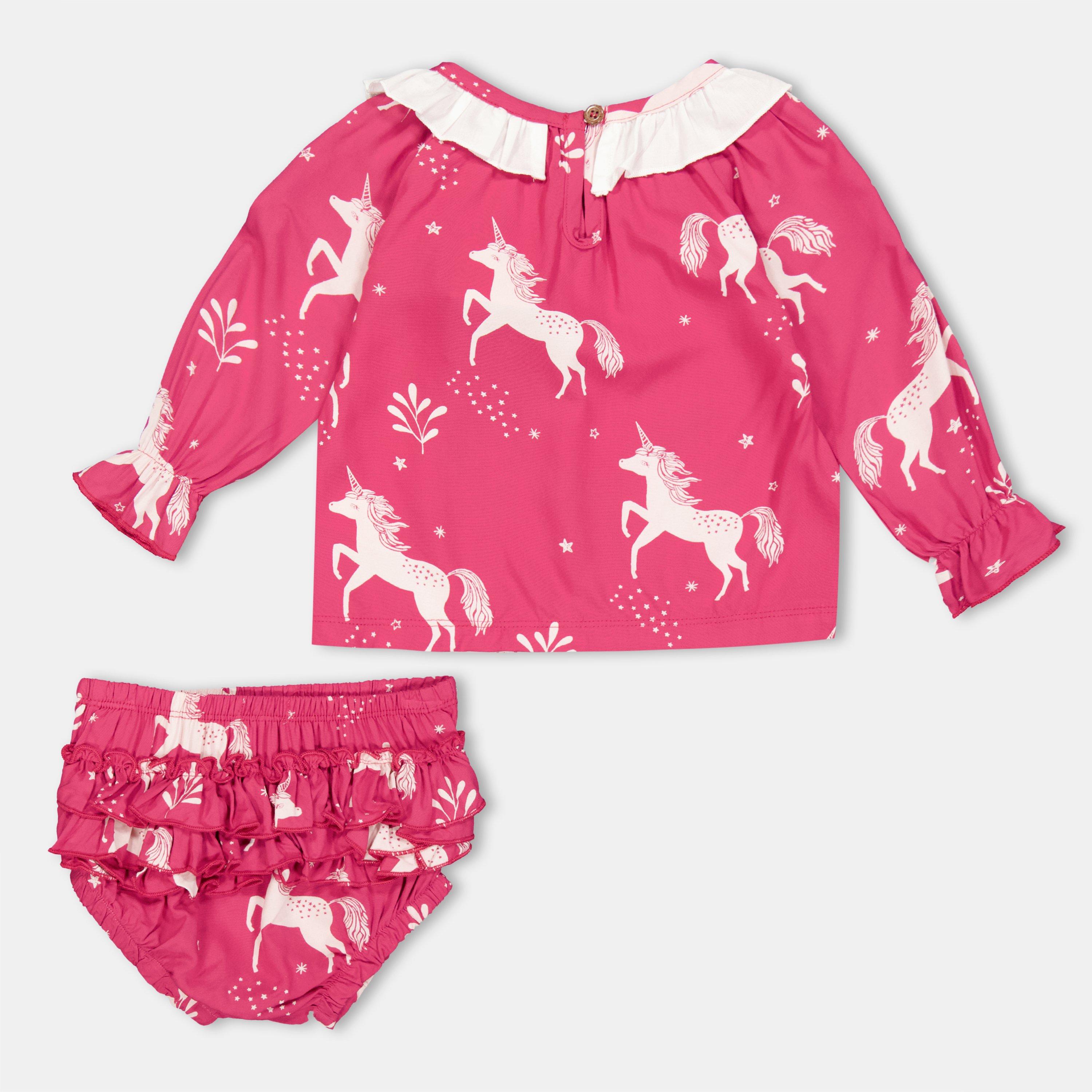Pink - Lilly and Sid - Unicorn Dress and Legging Set - 2