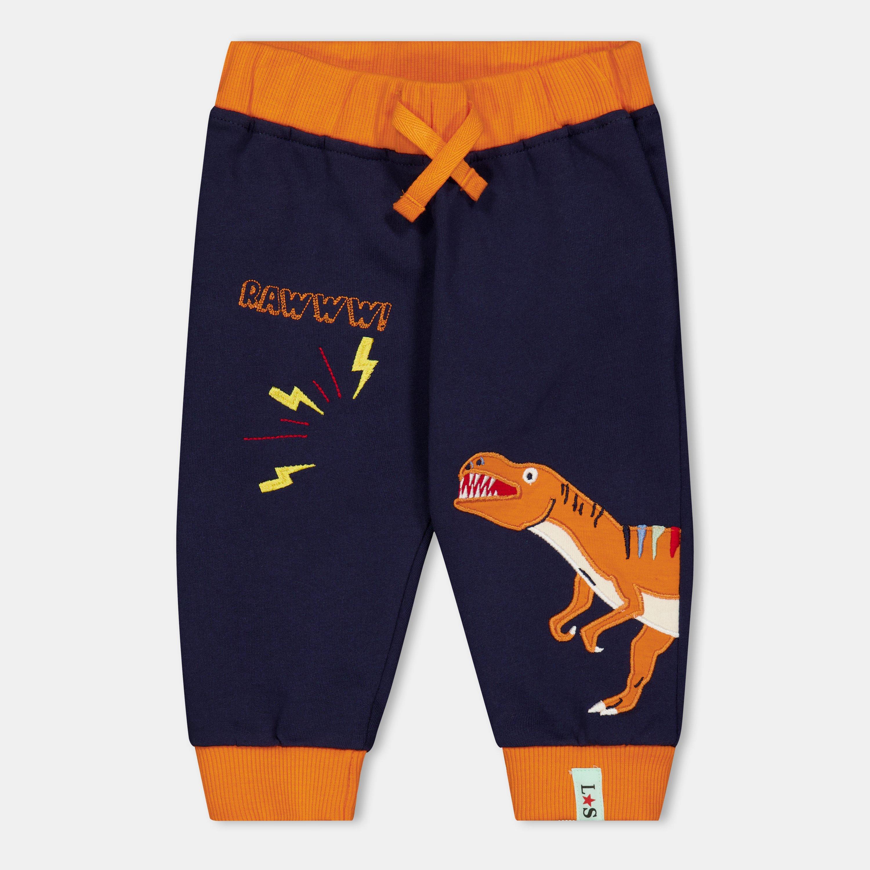 Lilly and Sid Rawr Dino Closed Hem Fleece Joggers - Blue