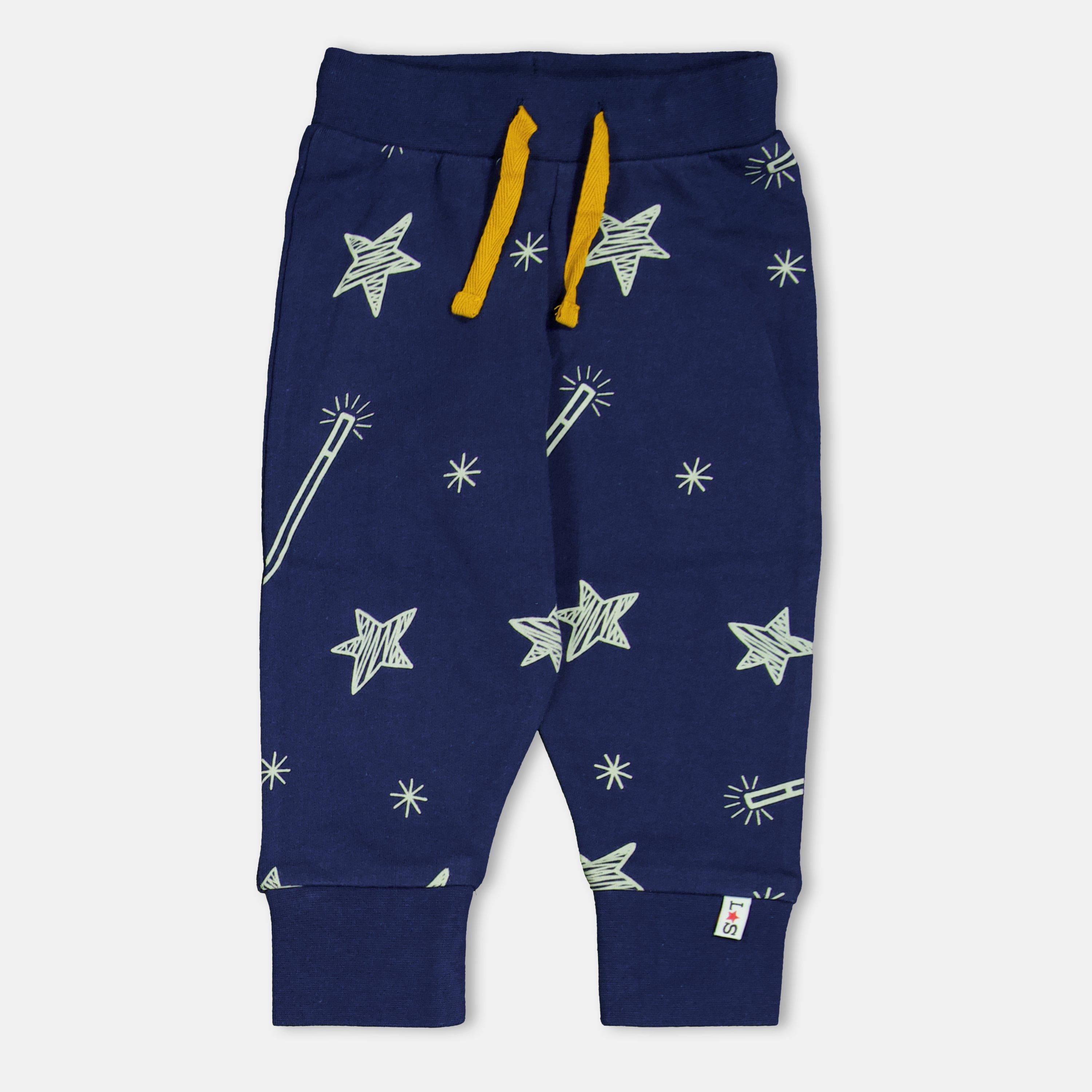 Lilly And Sid Men's Stars Closed Hem Fleece Joggers - Navy - 0-3 Mnth