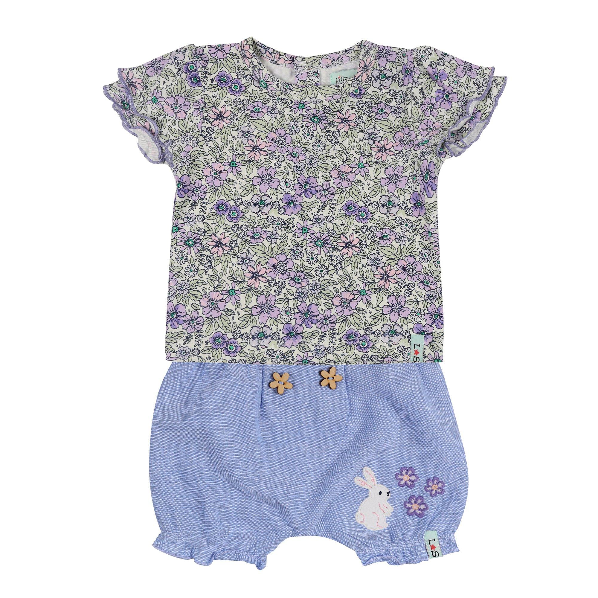 Multi - Lilly and Sid - Floral T-Shirt and Shorts Set - 1