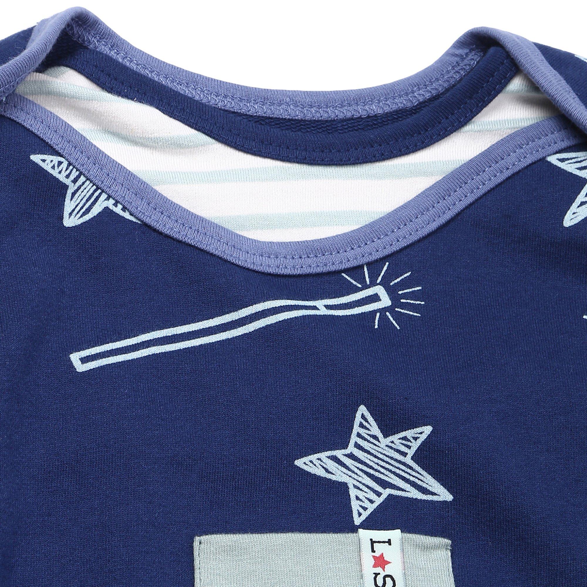 Navy - Lilly and Sid - Stars Top and Trouser Pyjama Set - 3