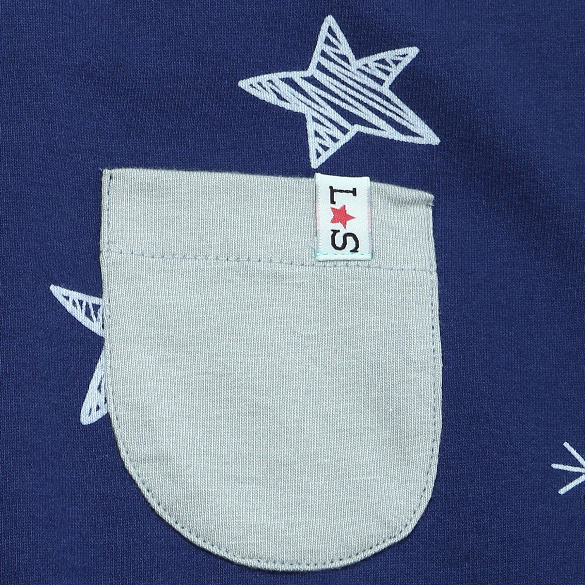 Navy - Lilly and Sid - Stars Top and Trouser Pyjama Set - 4