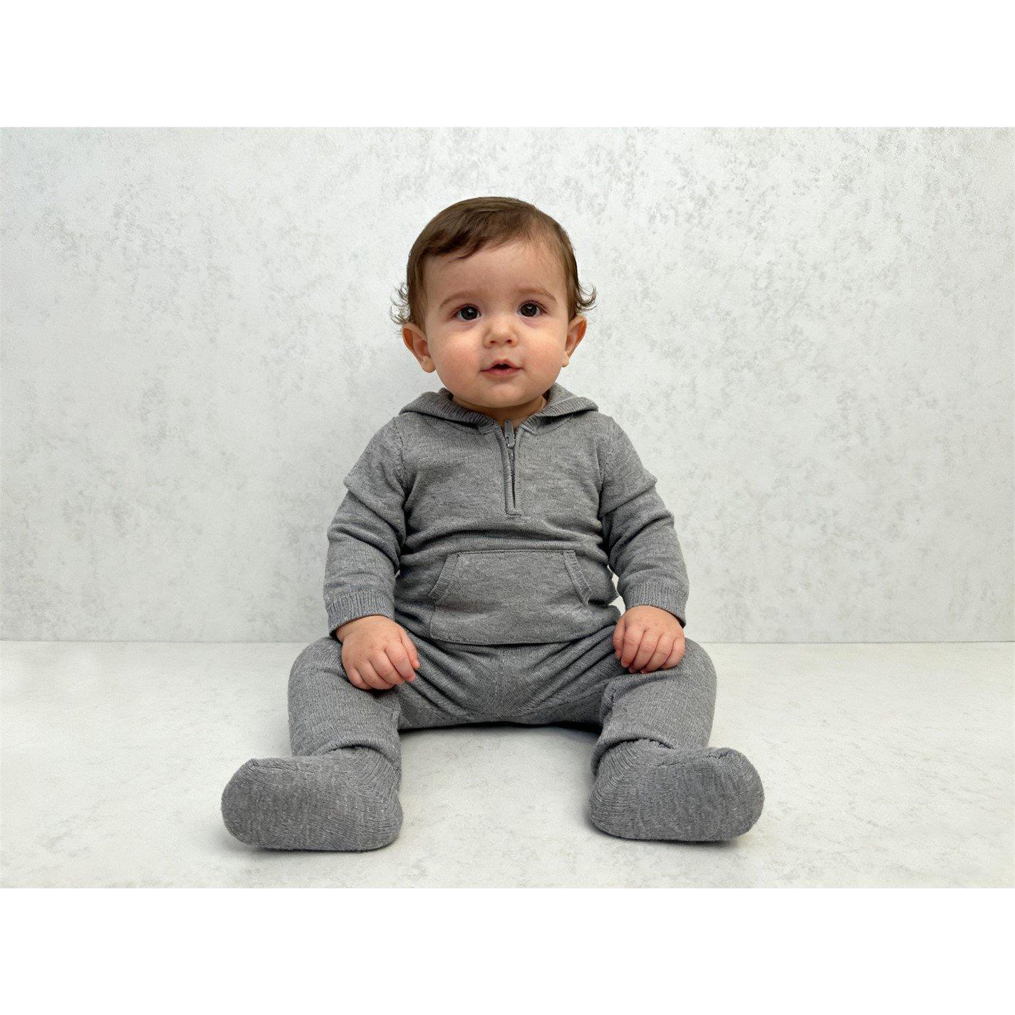 Grey Marl - Pretty Green - Kids Hooded Long Sleeve Slim Fit Top and Trouser Pyjama Set - 1