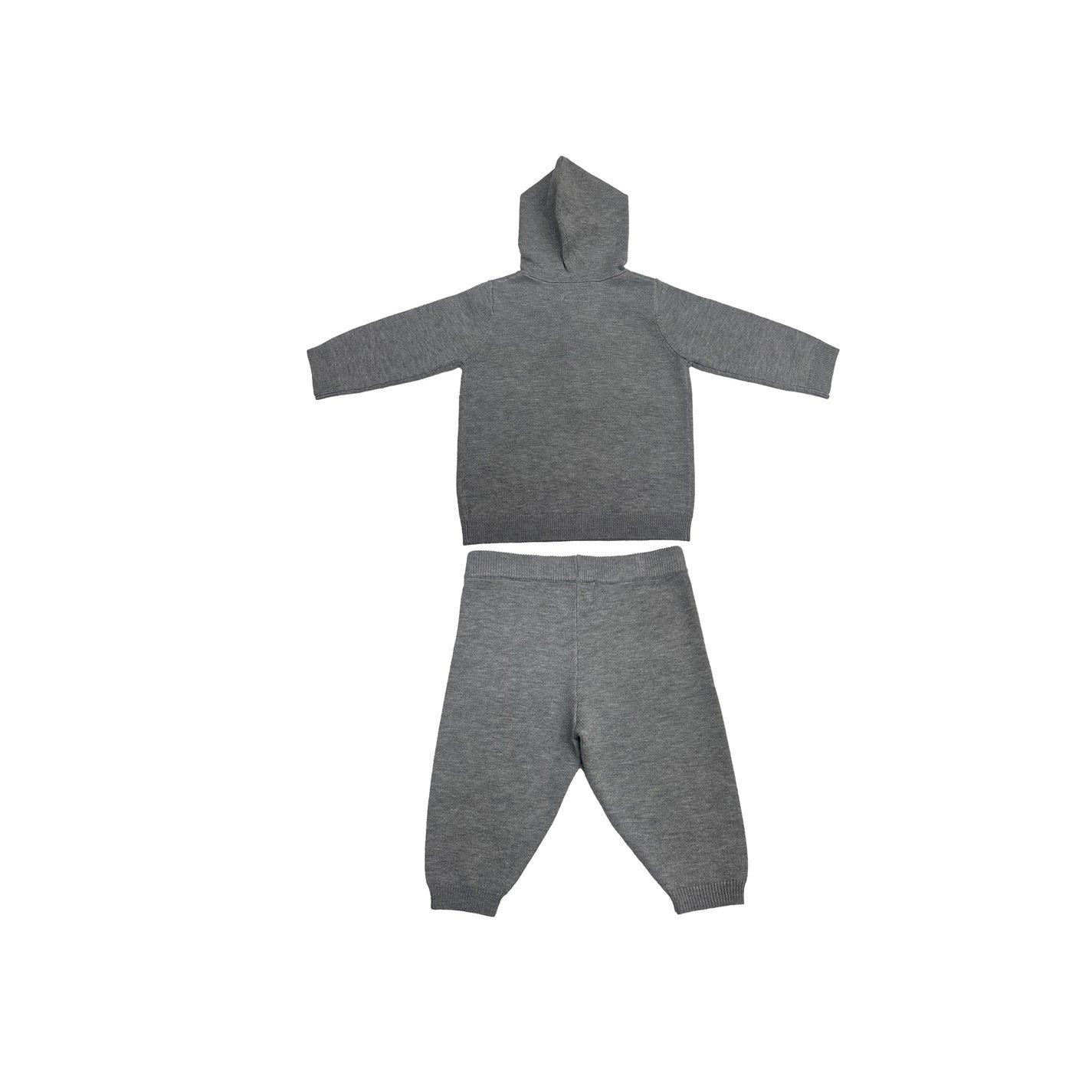 Grey Marl - Pretty Green - Kids Hooded Long Sleeve Slim Fit Top and Trouser Pyjama Set - 2