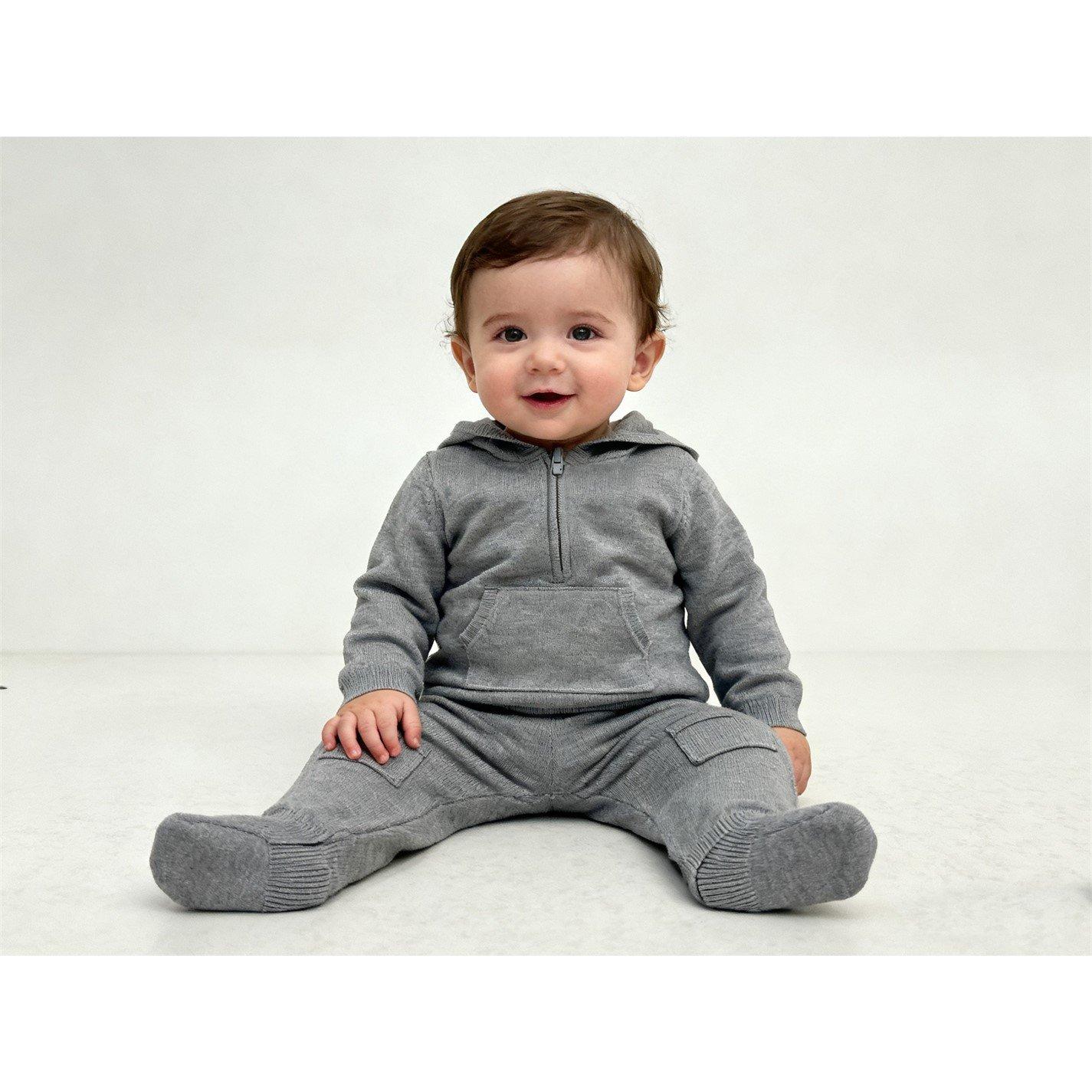 Grey Marl - Pretty Green - Kids Hooded Long Sleeve Slim Fit Top and Trouser Pyjama Set - 4