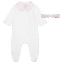 Boss 2 Piece Embroidered Logo Sleepsuit Set Babies