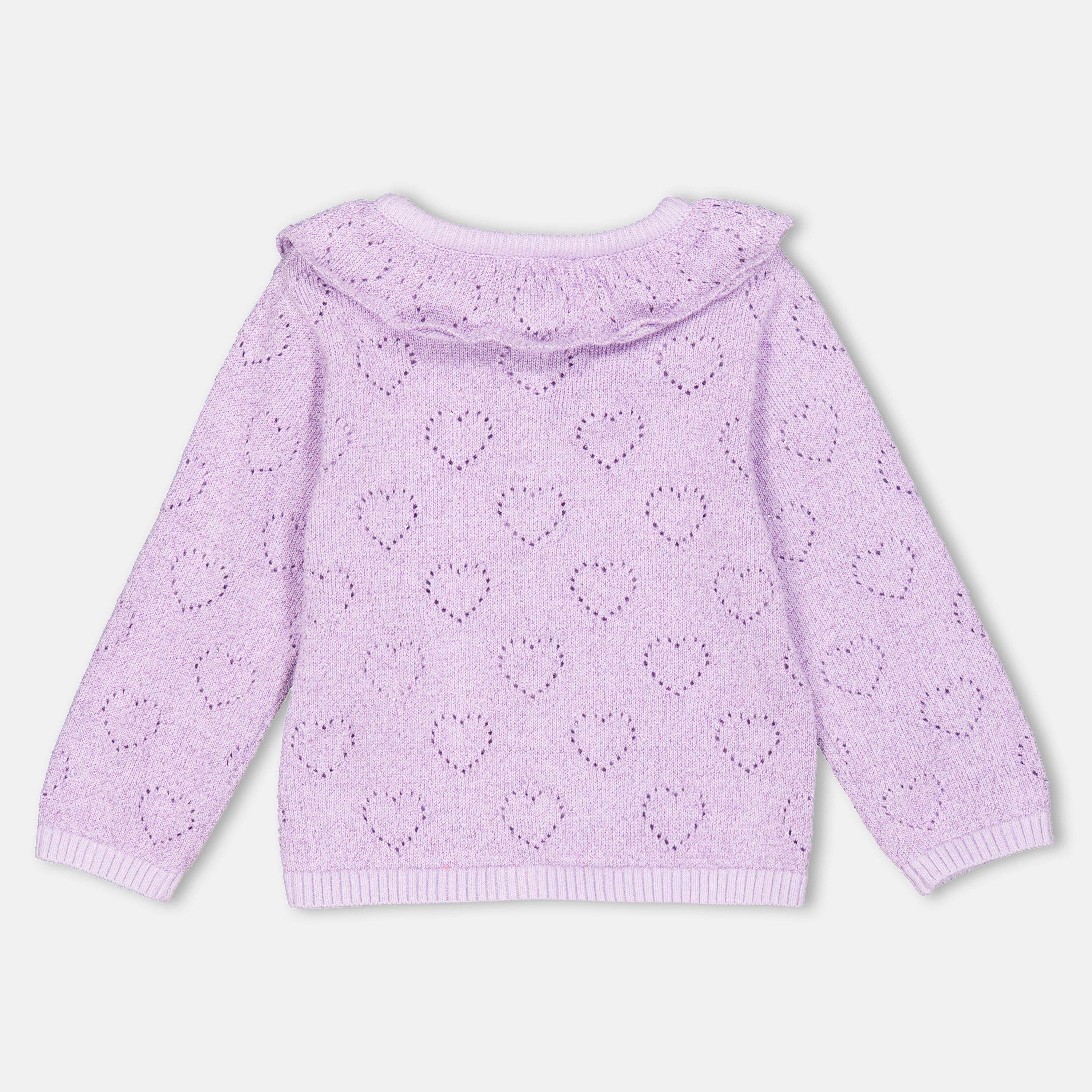 Lilac - Carrement Beau - Kids' Knitted Cardigan - 2