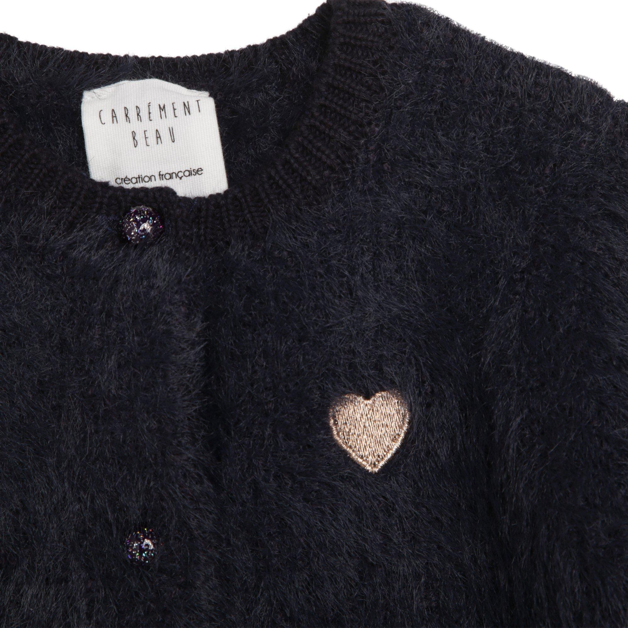 Navy - Carrement Beau - Kids' Knitted Cardigan - 2
