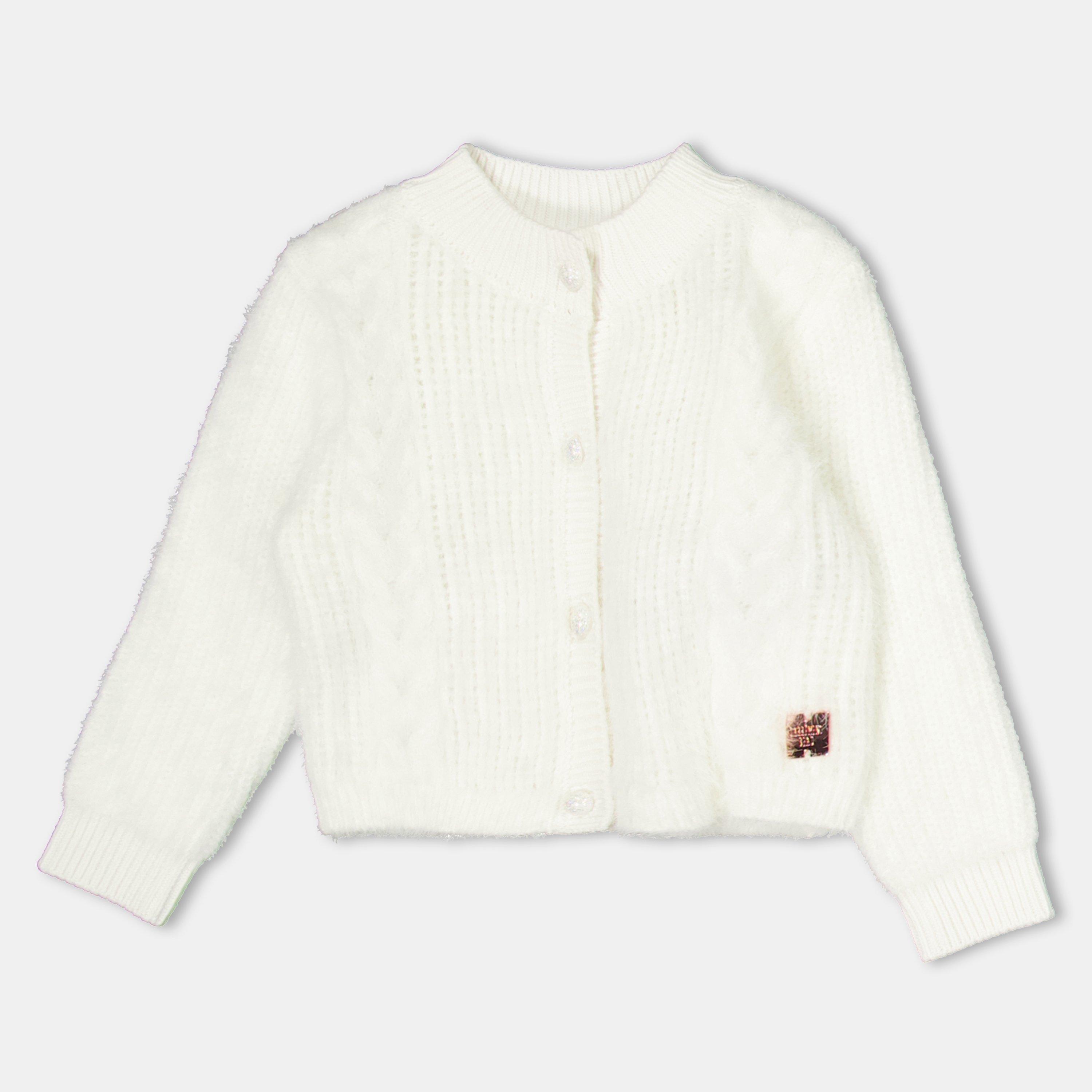 White - Carrement Beau - Kids' Knitted Cardigan