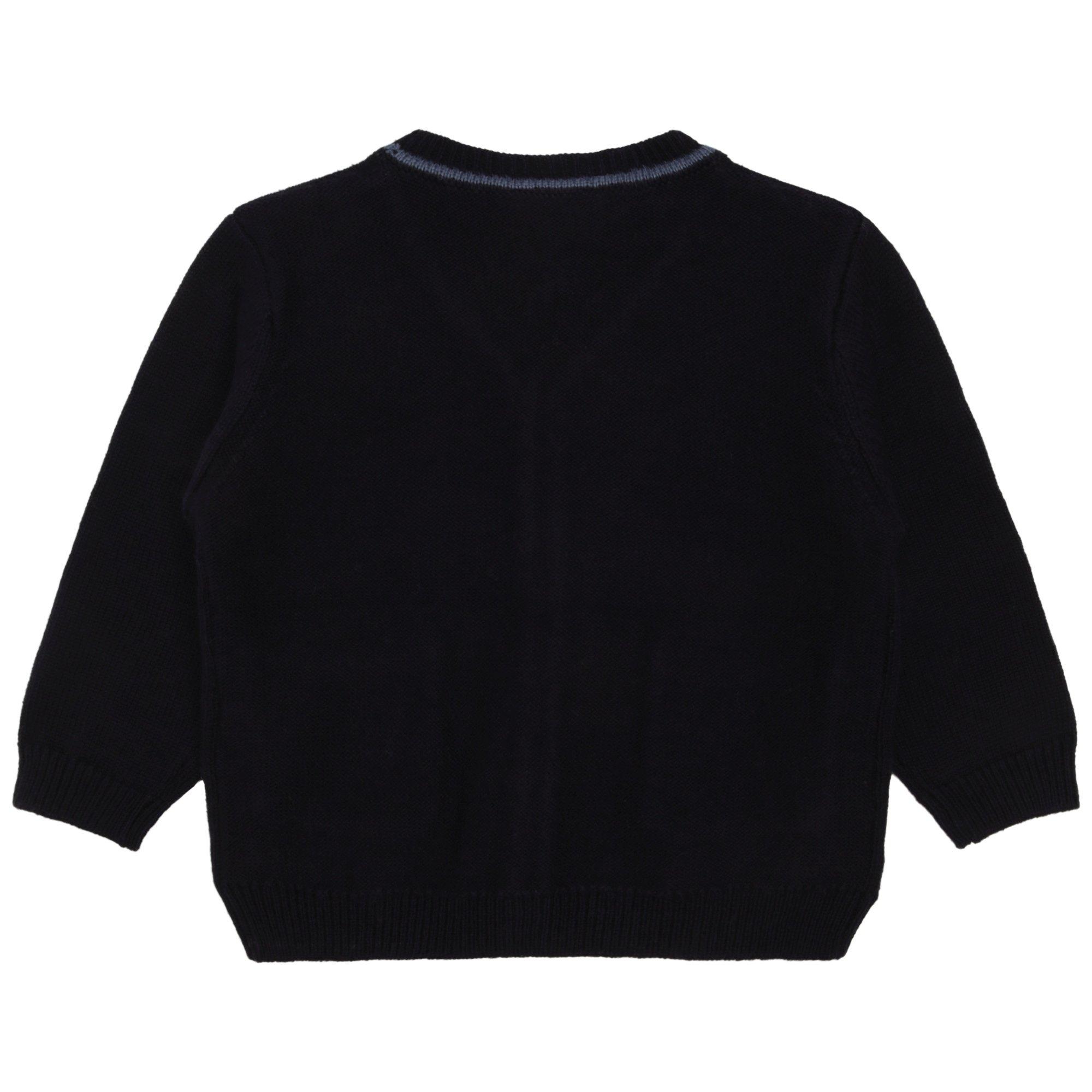 Navy - Carrement Beau - Kids' Knitted Cardigan - 2
