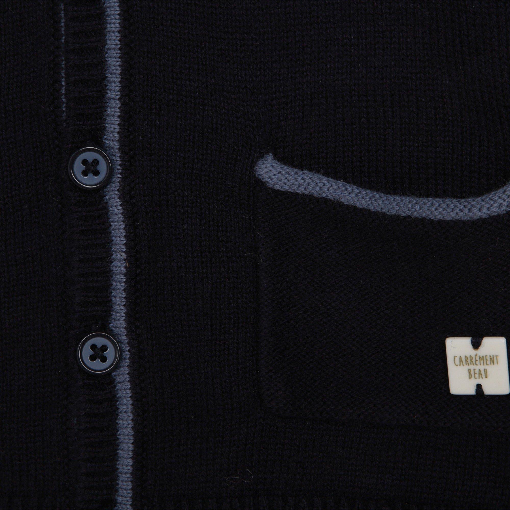 Navy - Carrement Beau - Kids' Knitted Cardigan - 3