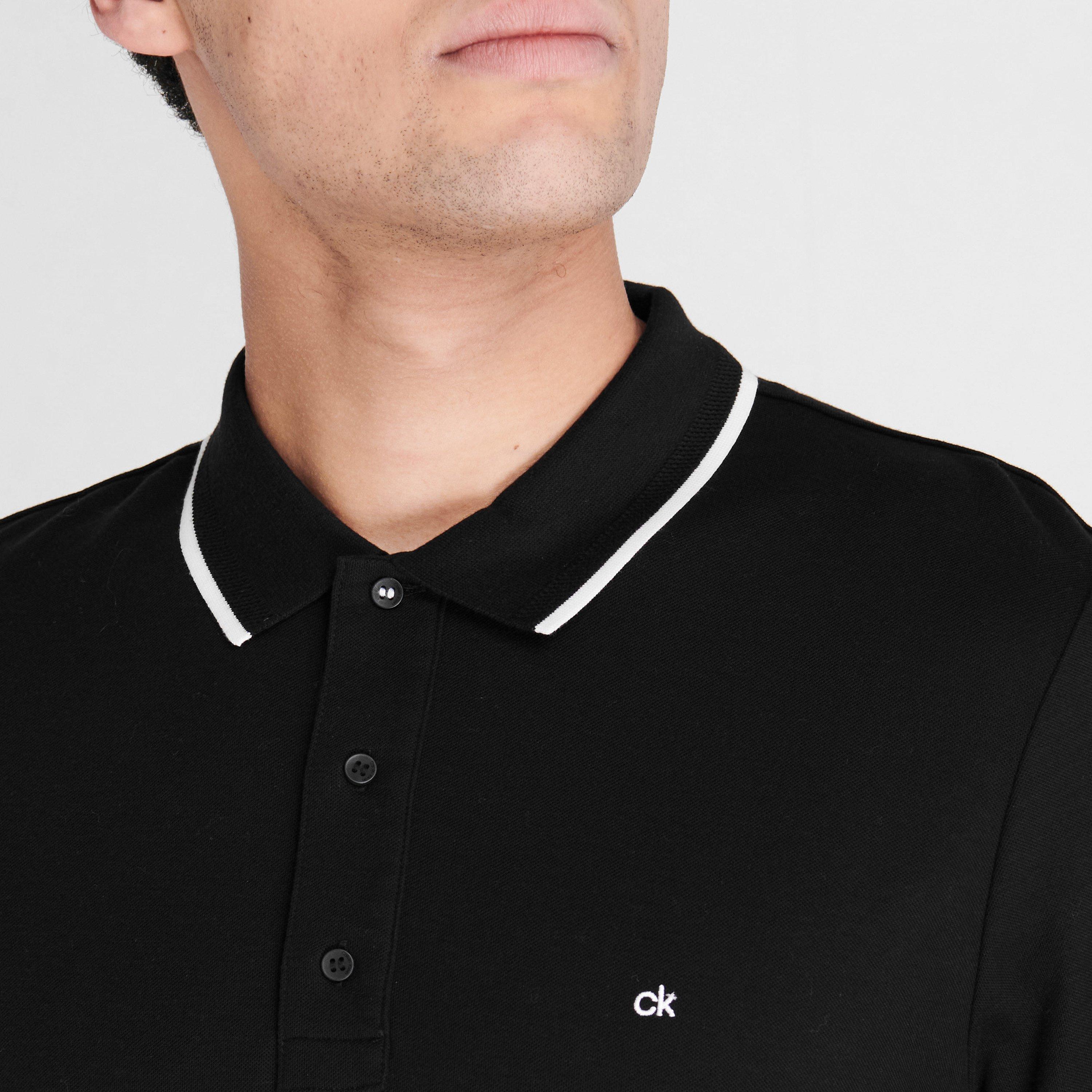 Sky Blue - Calvin Klein Jeans - Men's Refined Pique Logo Polo Shirt - 4